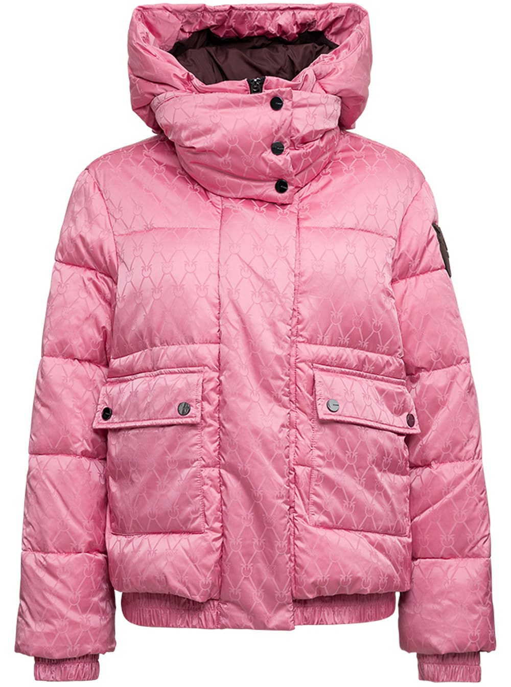 Pinko Pink Logoed Nylon Cheradi Down Jacket