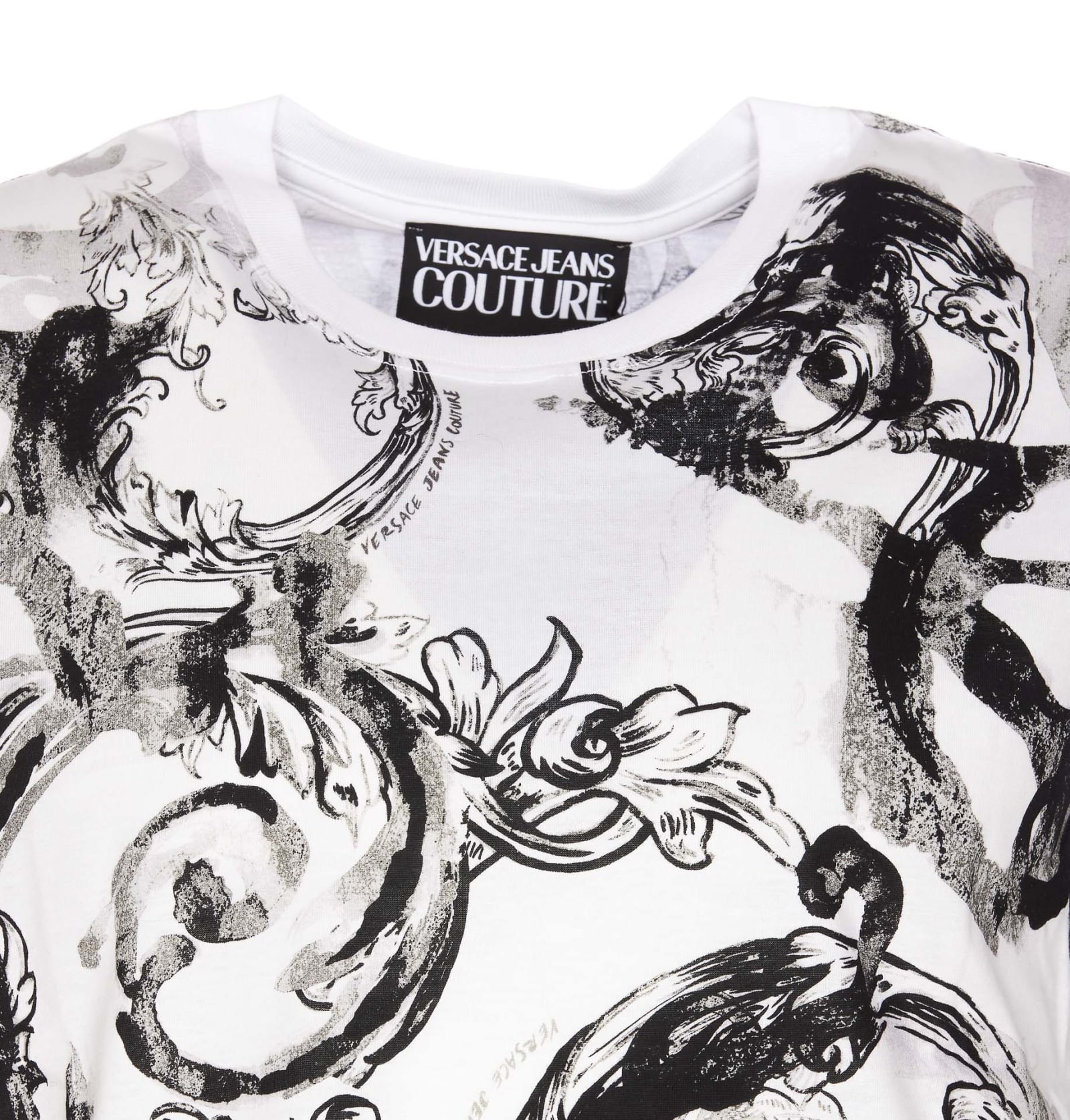 Shop Versace Jeans Couture T-shirt Watercolour Couture In White