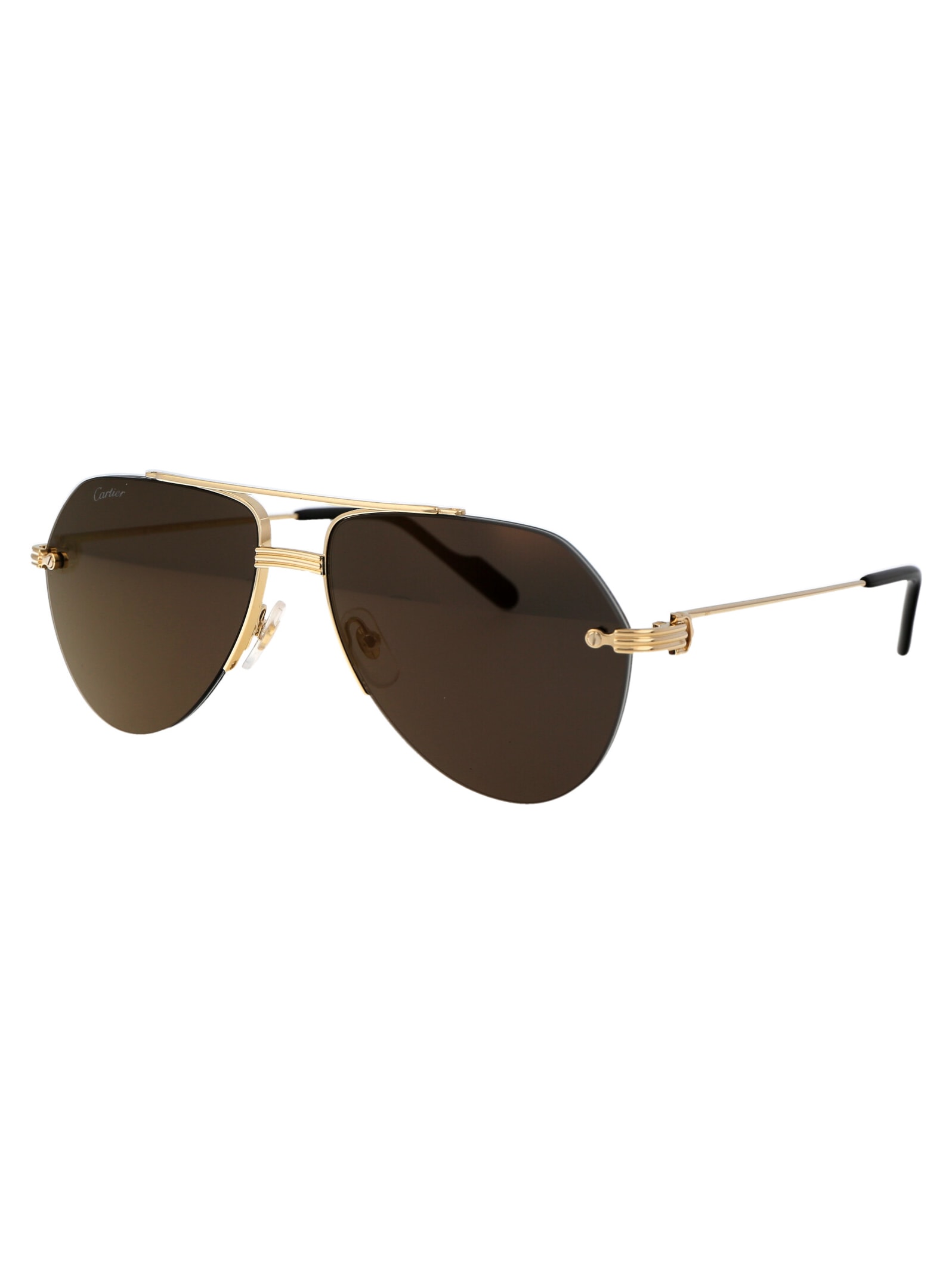 Shop Cartier Ct0427s Sunglasses In 005 Gold Gold Grey