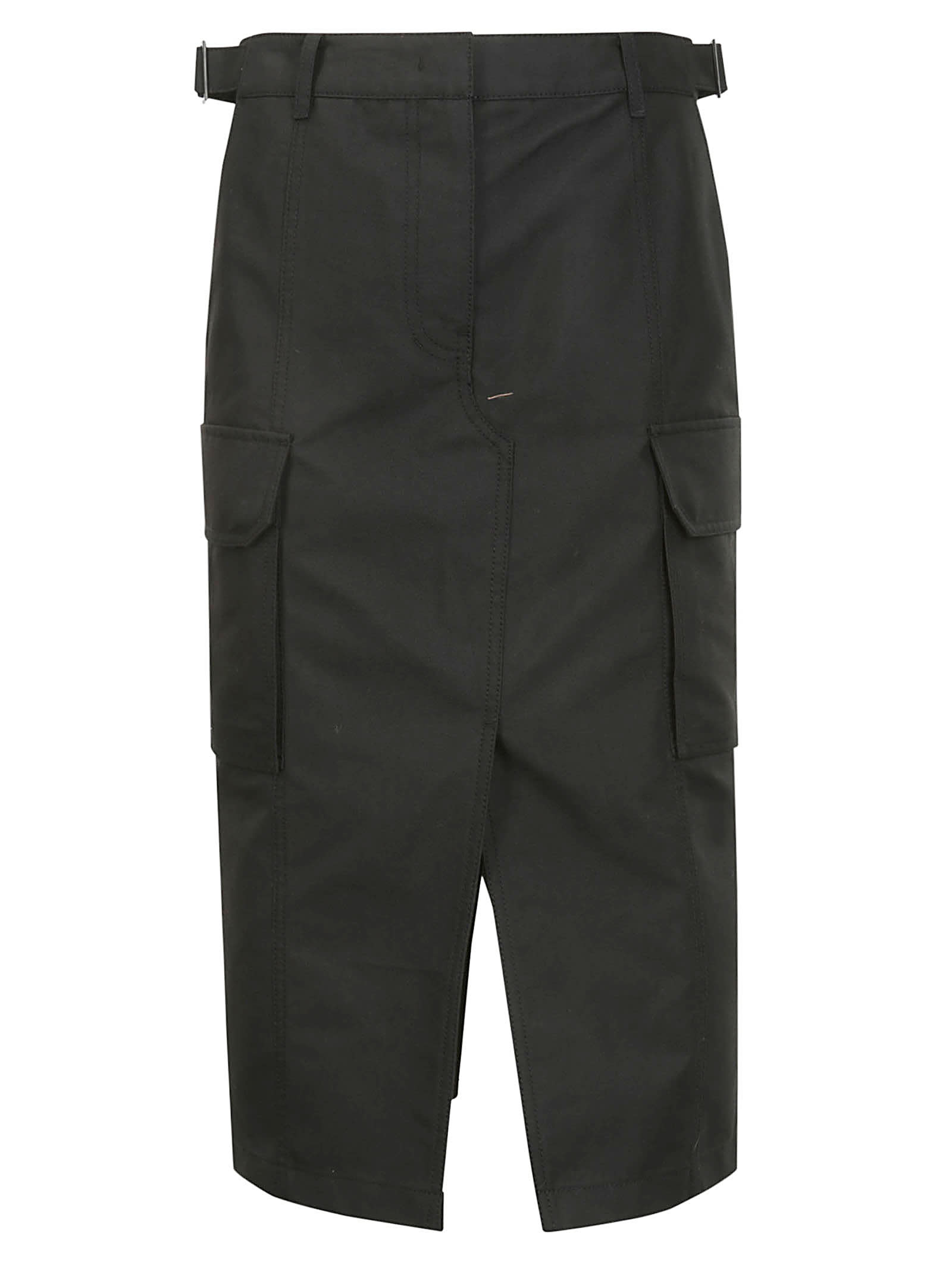 Shop Juunj [essential] Slit Long Cargo Skirt In Black