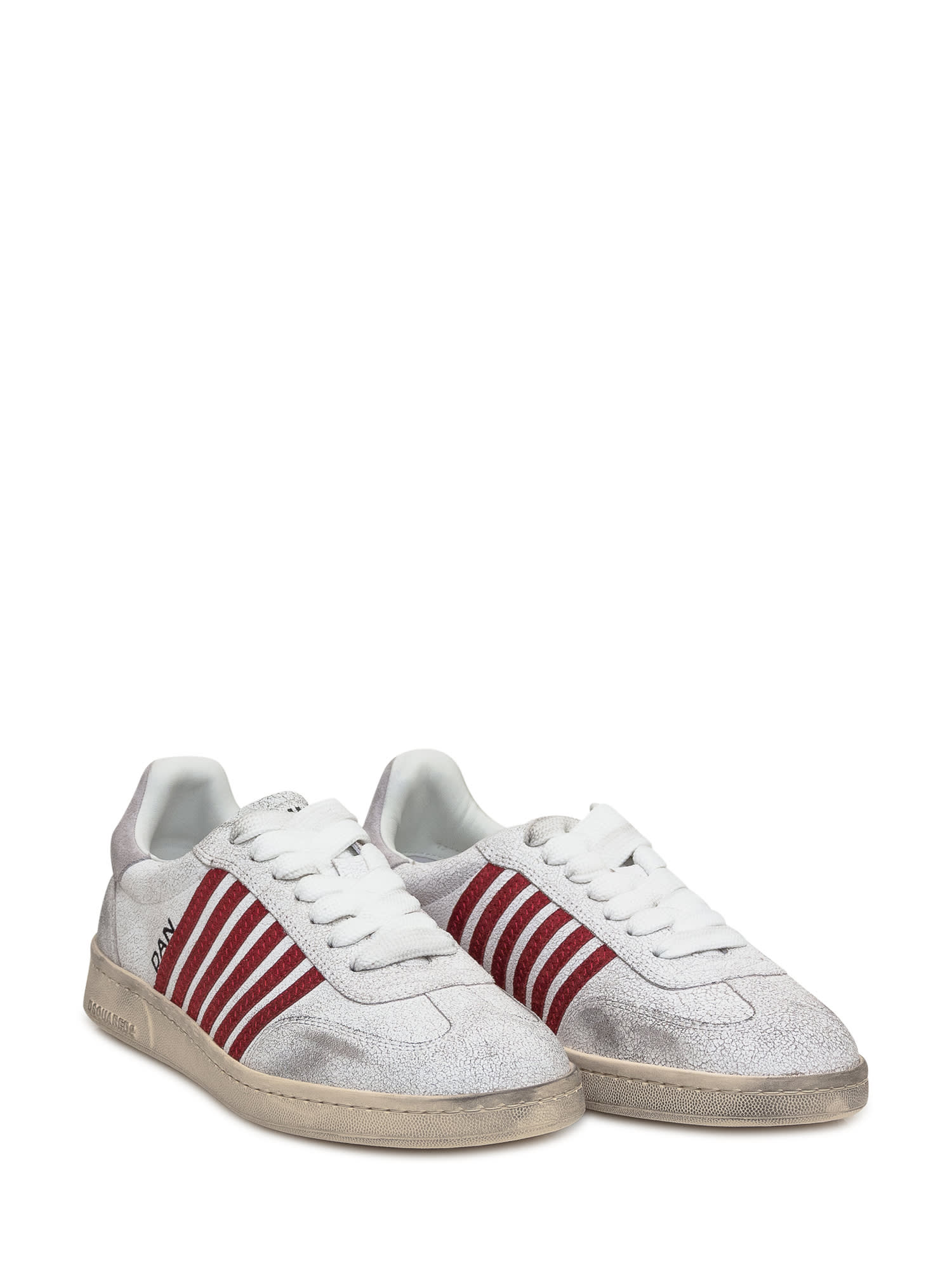 Shop Dsquared2 Boxer Sneaker In Bianco-bordeaux-grigio