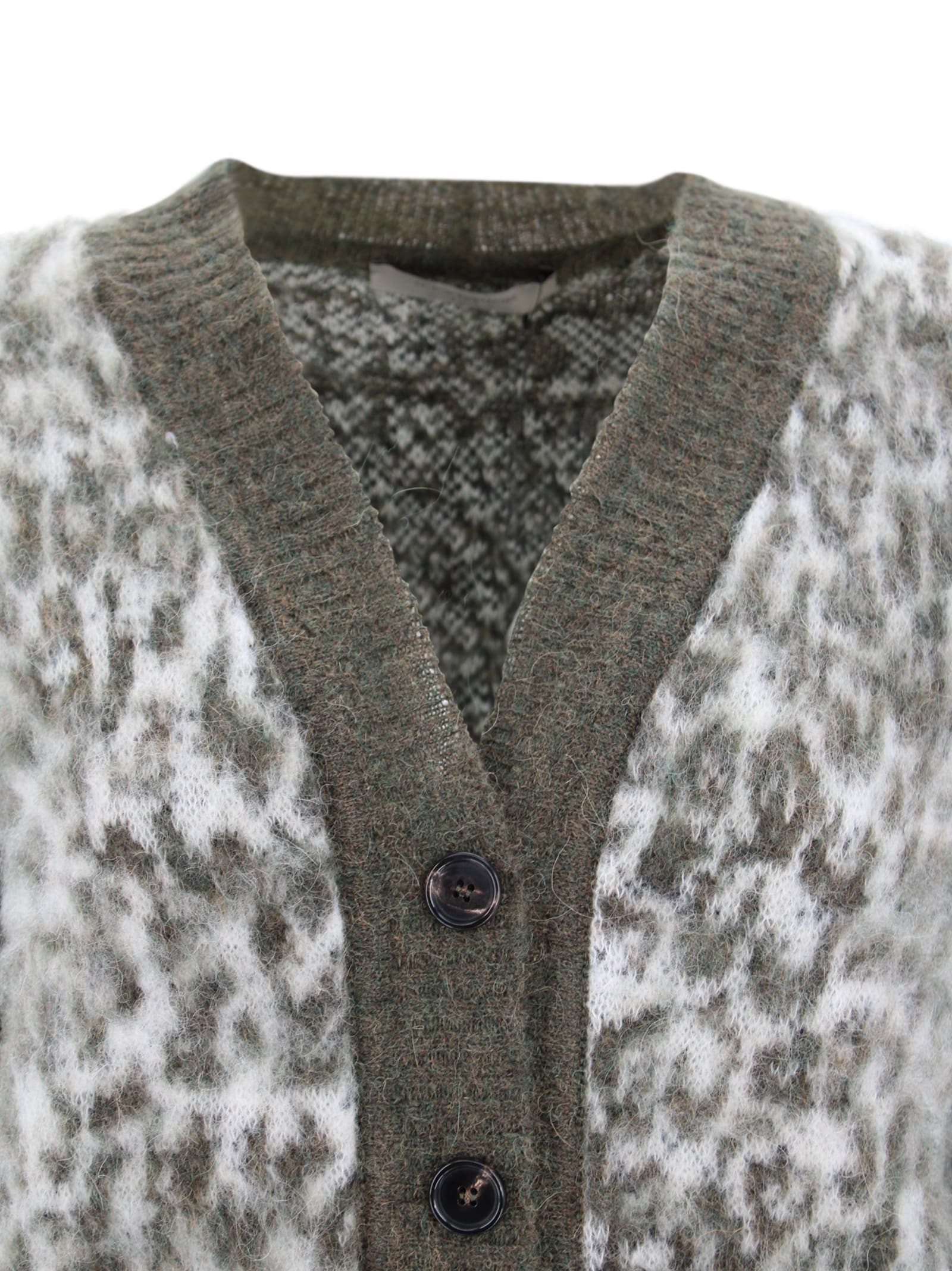D Exterior Animal Print Cardigan In Green