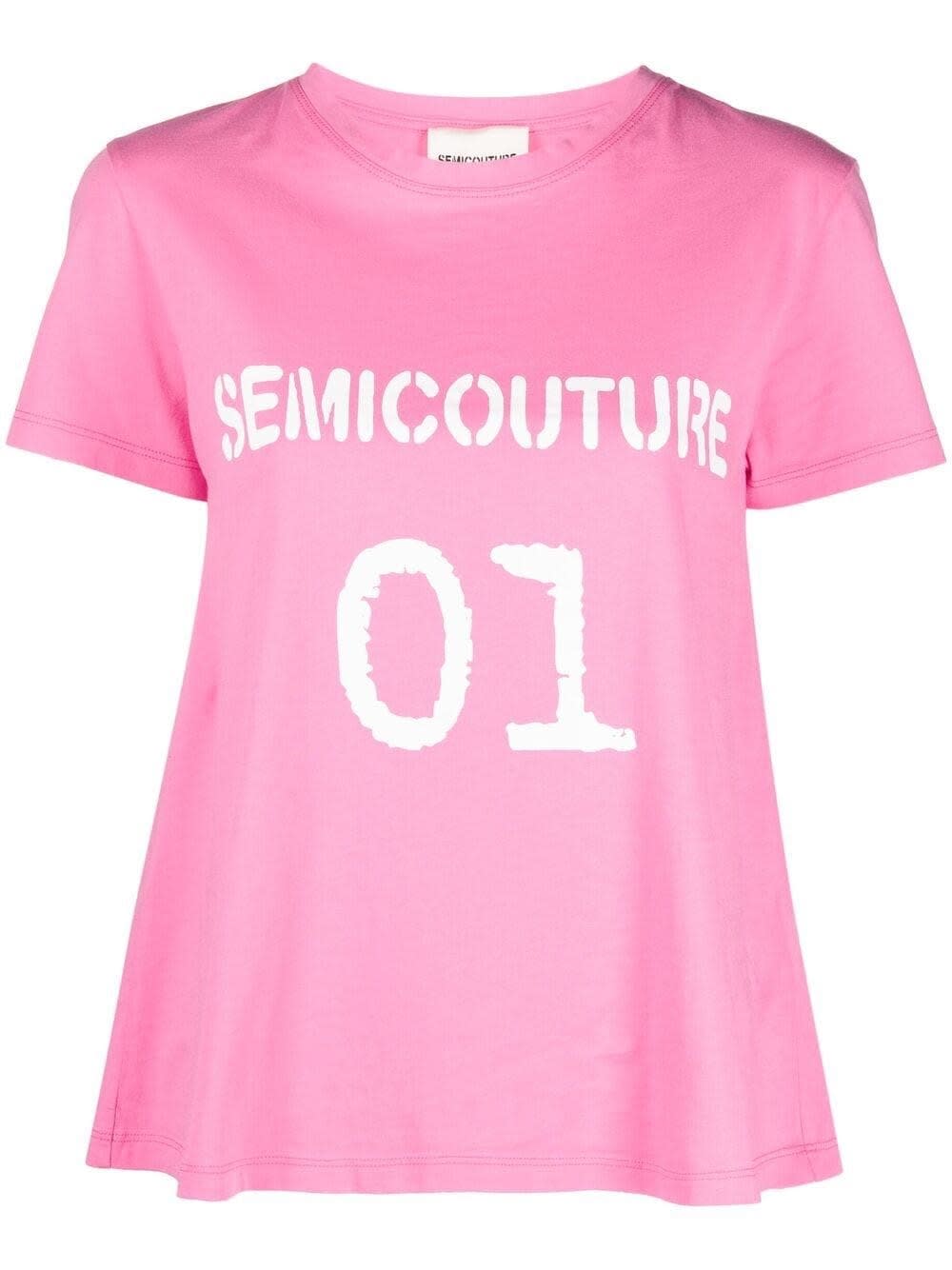 Semicouture Cottons COTTON T-SHIRT WITH LOGO PRINT