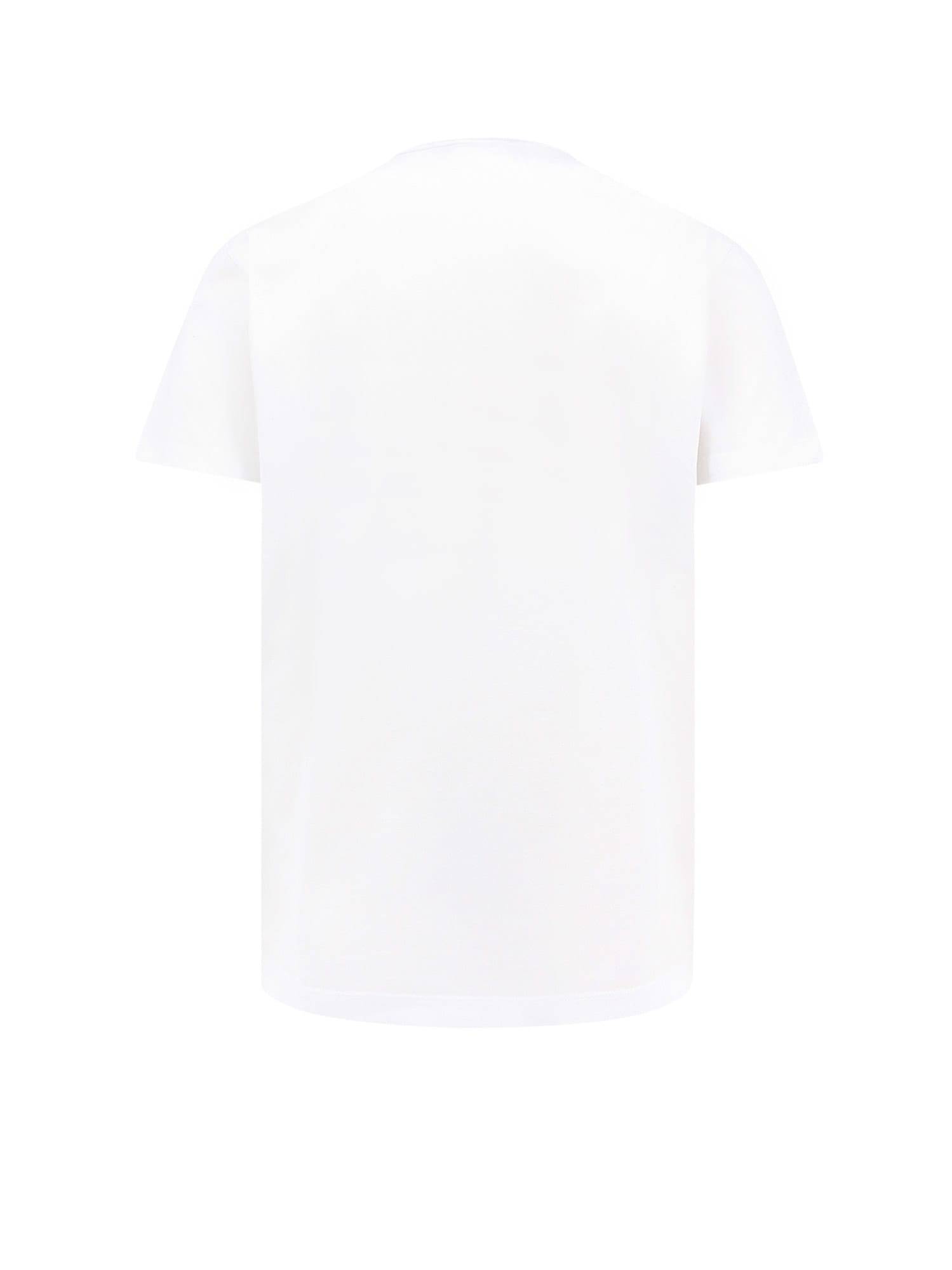 DSQUARED2 WHITE CREWNECK T-SHIRT WITH DRIPPING LOGO PRINT IN COTTON MAN