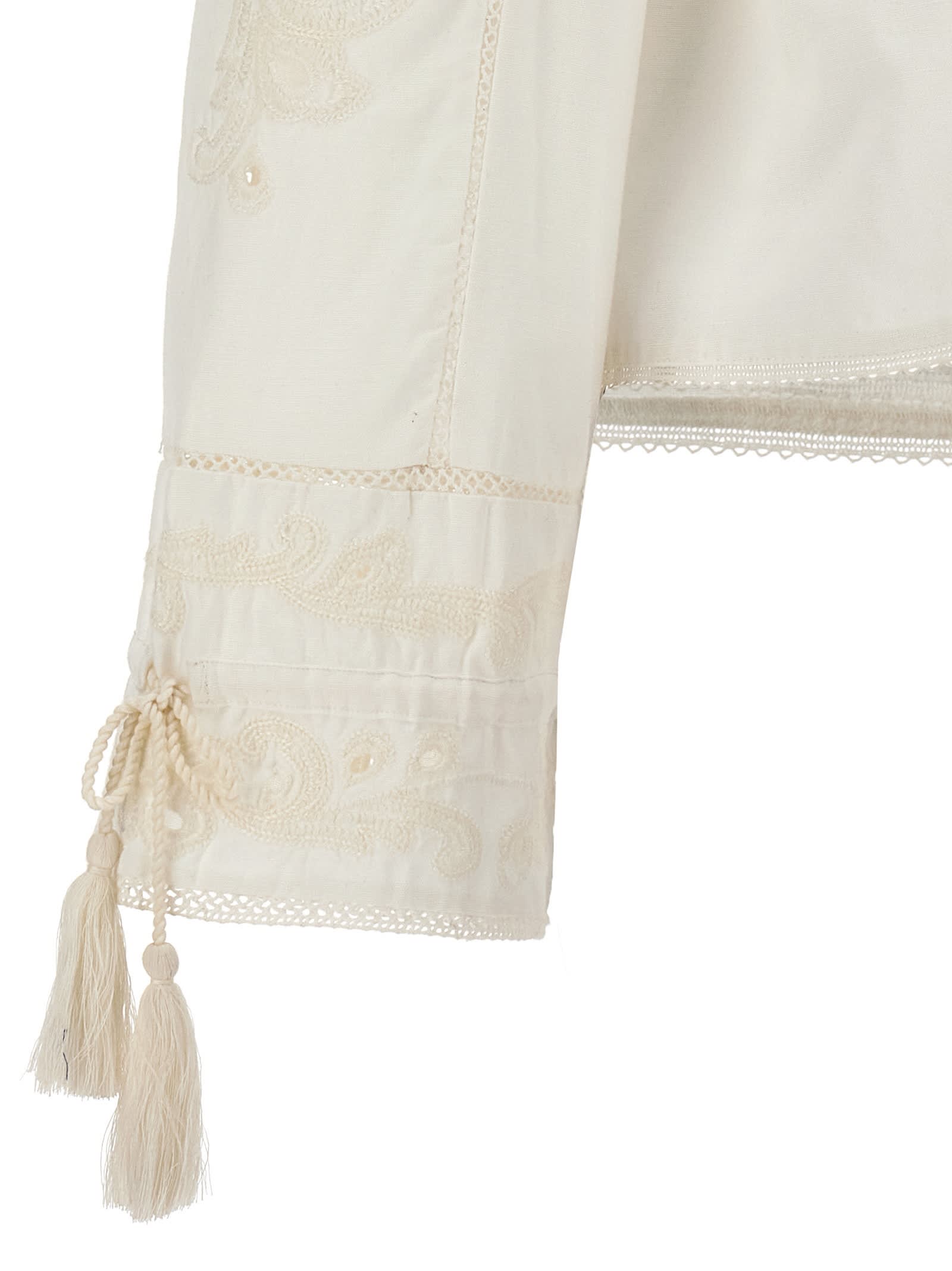 Shop Twinset Embroidery Blouse In White