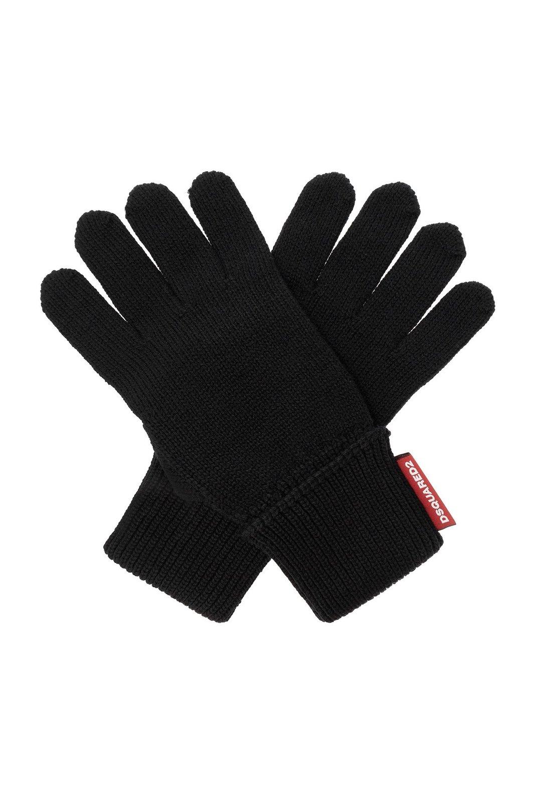 Shop Dsquared2 Logo Patch Beanie & Gloves In Nero