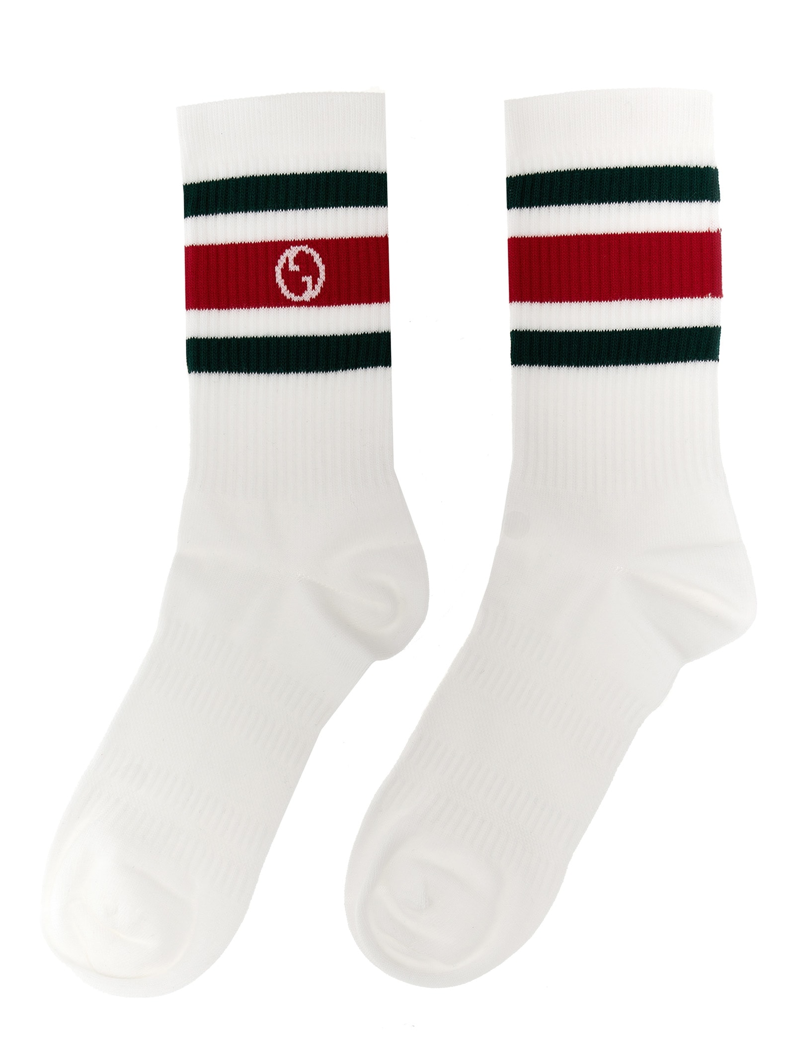 Gucci Nastro Web Logo Socks In White