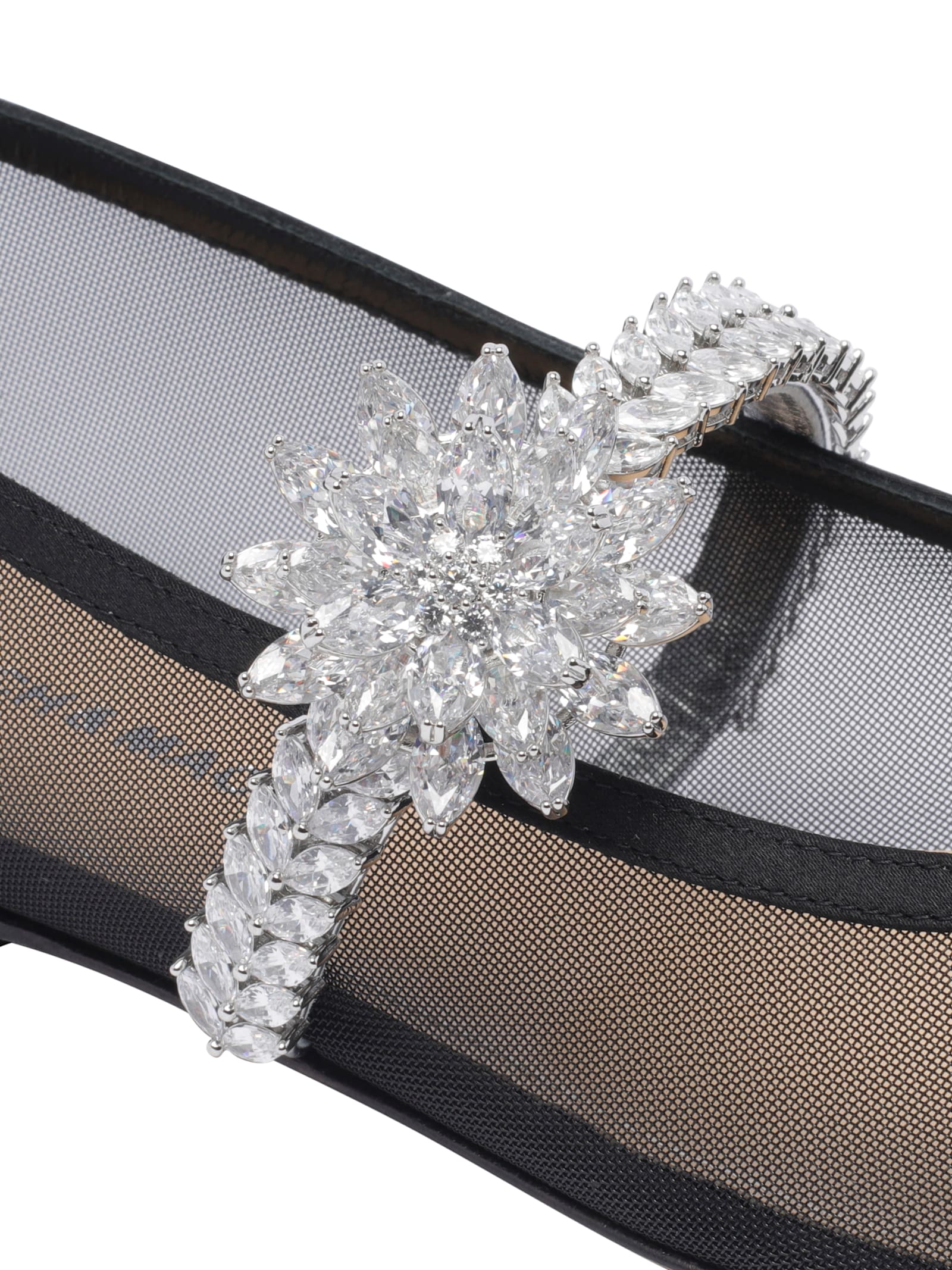 Mach &amp; Mach Lotus Flower Ballerinas In Black