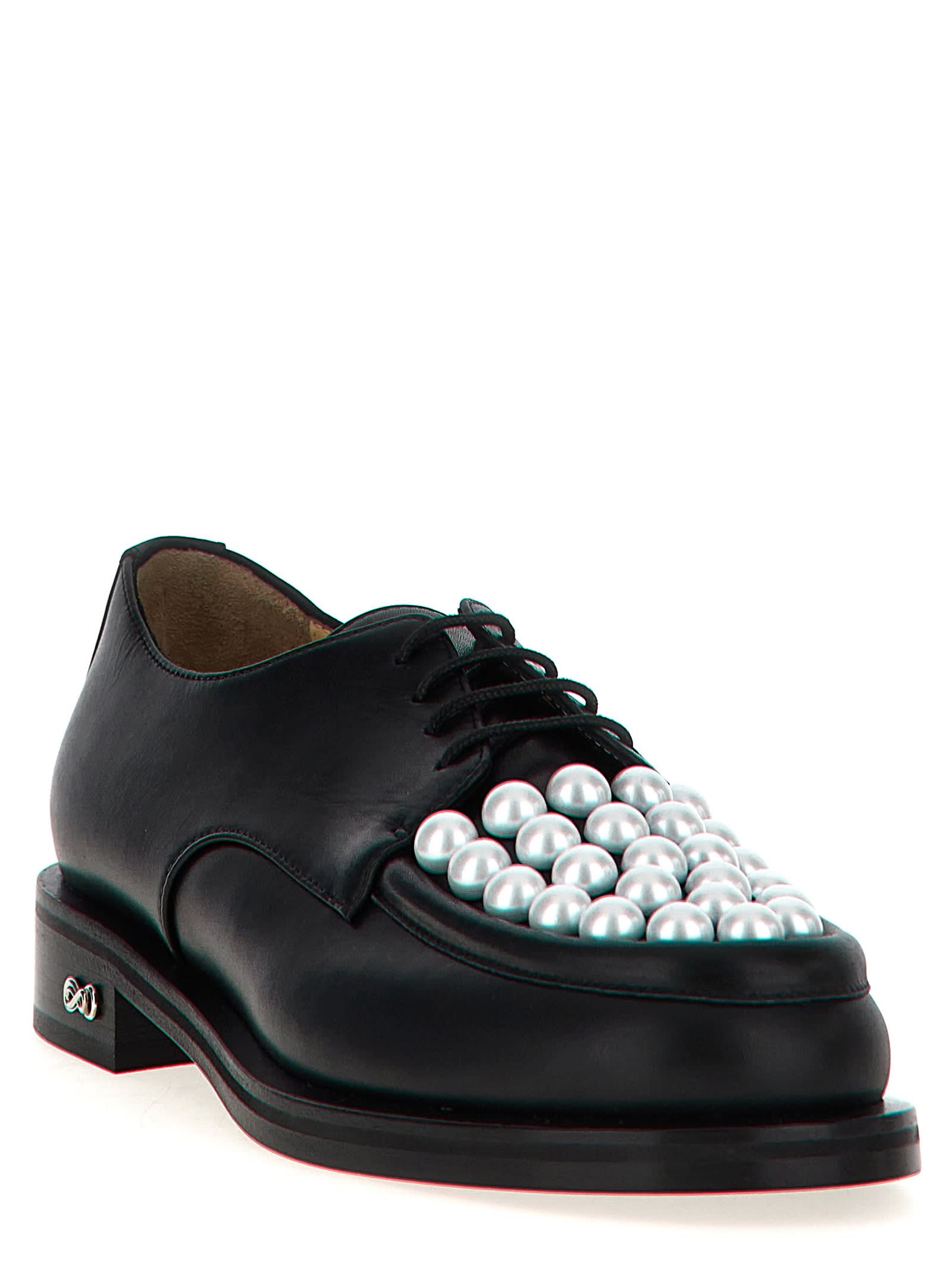 Shop Mach &amp; Mach Sirene Lace Up Shoes In White/black