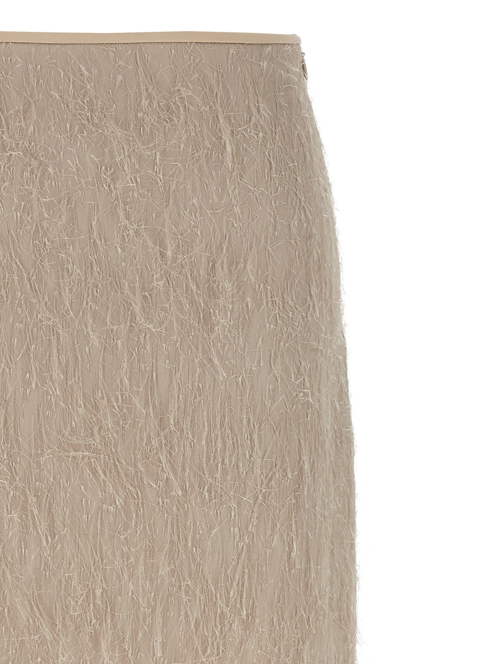 Peserico Textured Sheer Overlay Jacquard Skirt In Brown