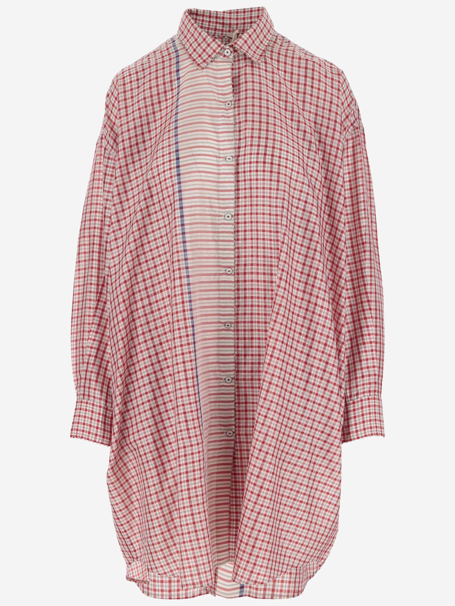 Shop Péro Long Silk Shirt With Check Pattern In Red
