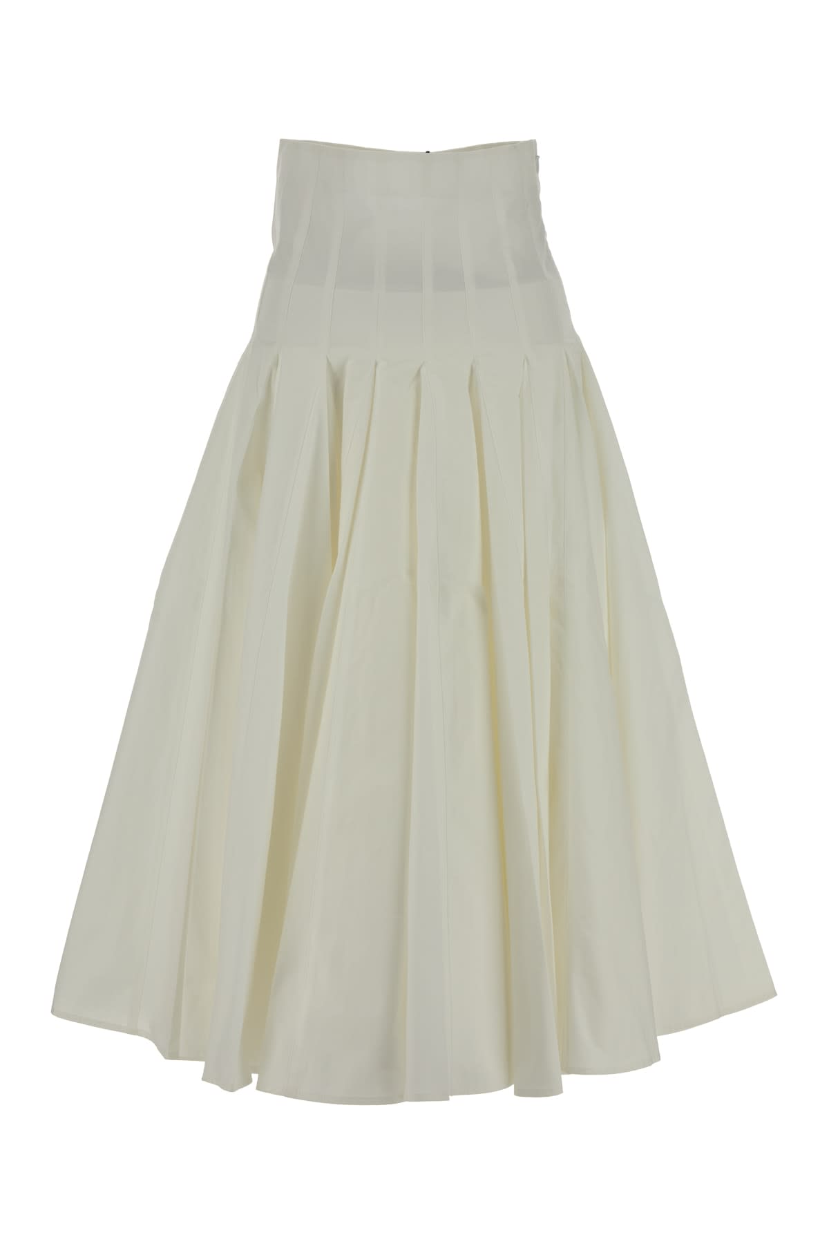 Jacquemus Flared High Waist Pleated Skirt In White