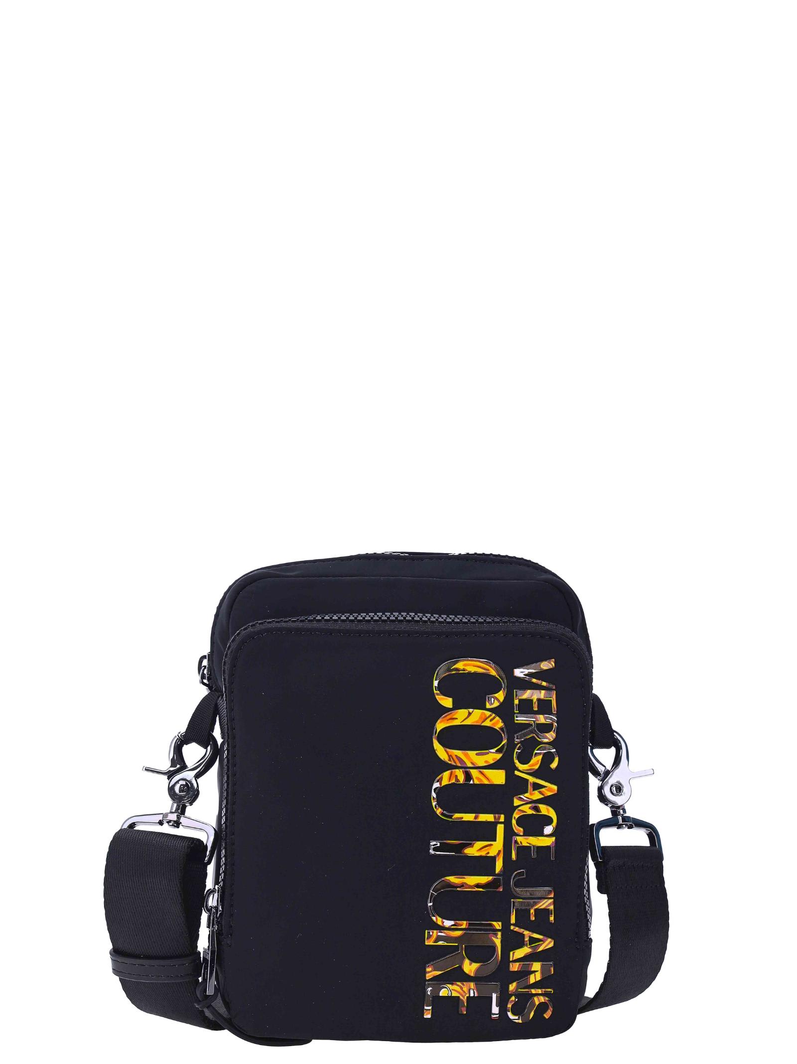 Versace Jeans Couture Logo-embellished Messenger Bag In Black
