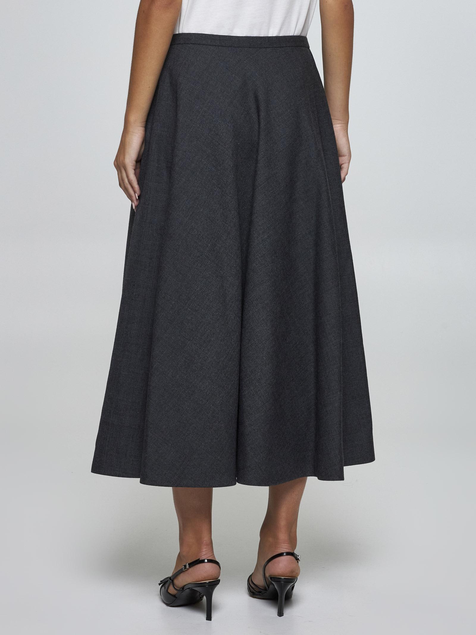 Shop Gucci Wool Full Skirt In Grey