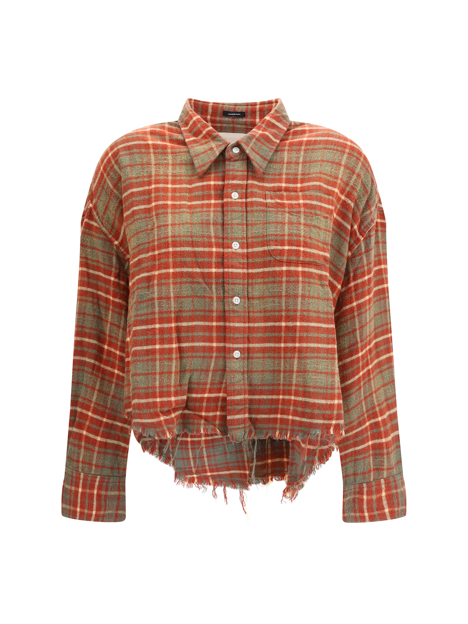 R13 Frayed Checked Cotton-flannel Shirt In Red