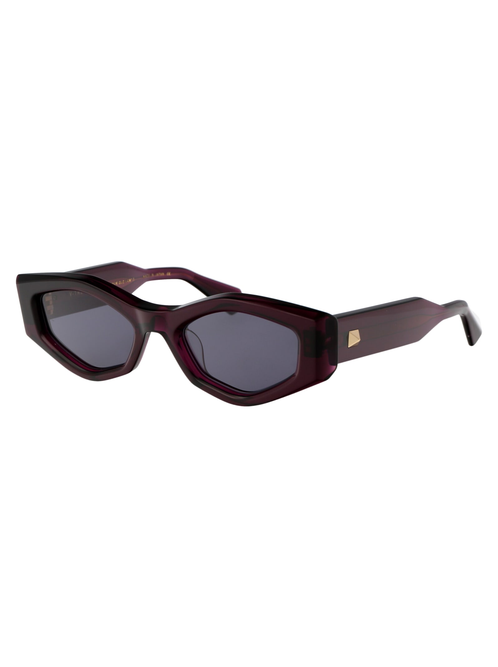 Shop Valentino V - Tre Sunglasses In 101b Pur - Gld