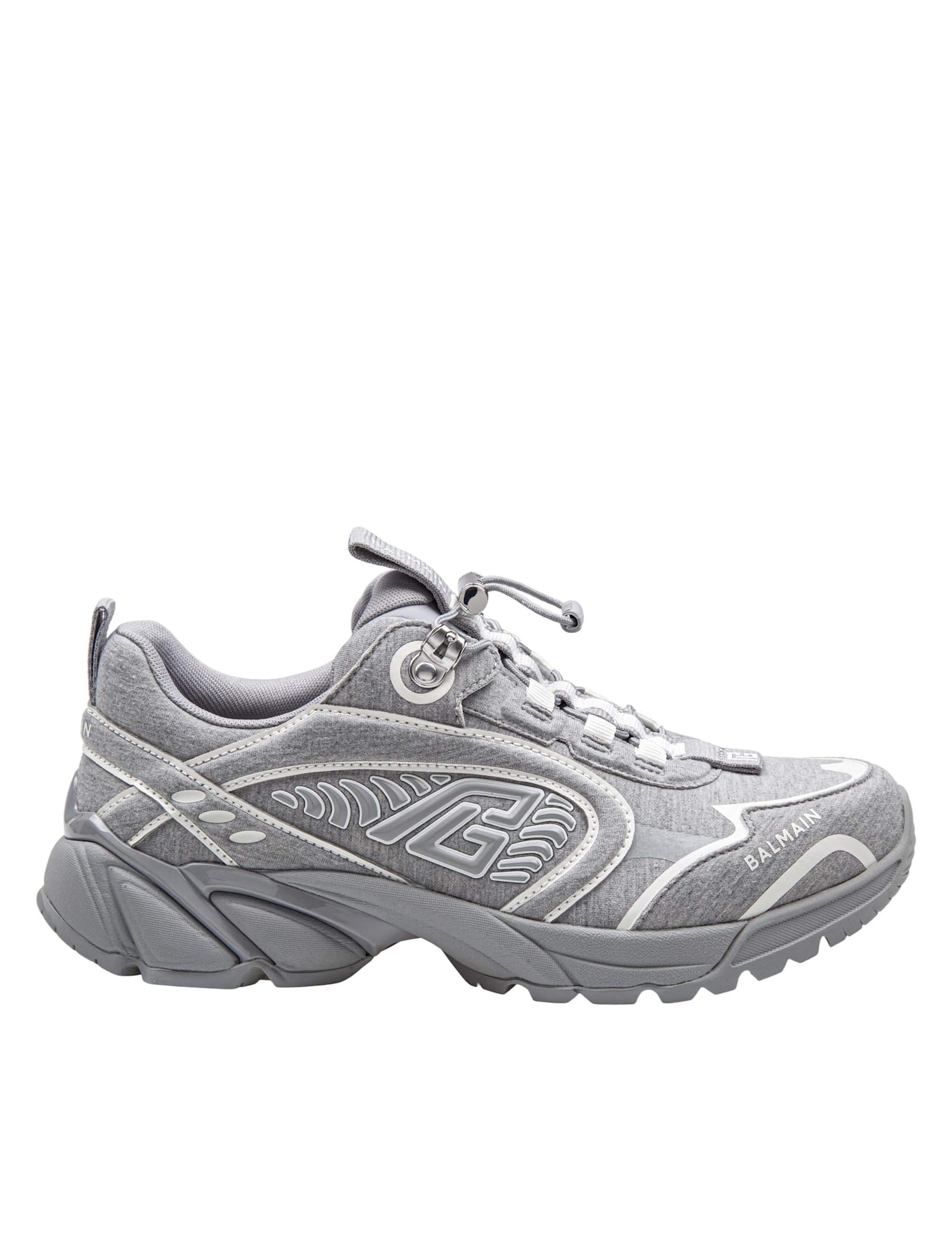 Balmain Sneakers In Mixed Materials In Grey/white