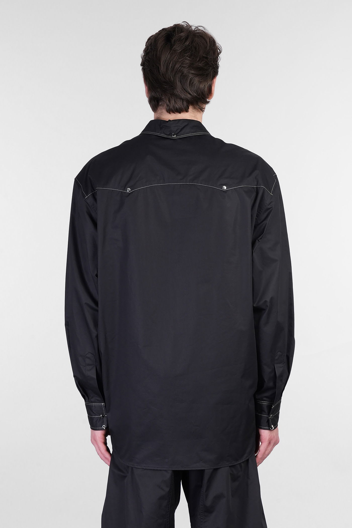 Lemaire Embellished Cotton Satin Shirt In Black