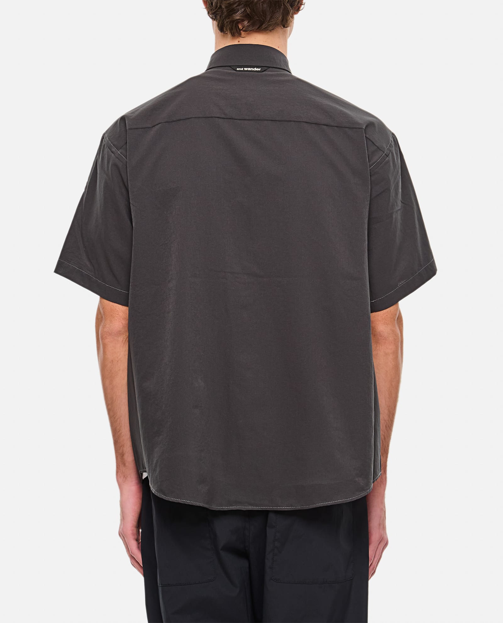 And Wander Short Sleeve Button-down Shirt With Welt Pocket In Black