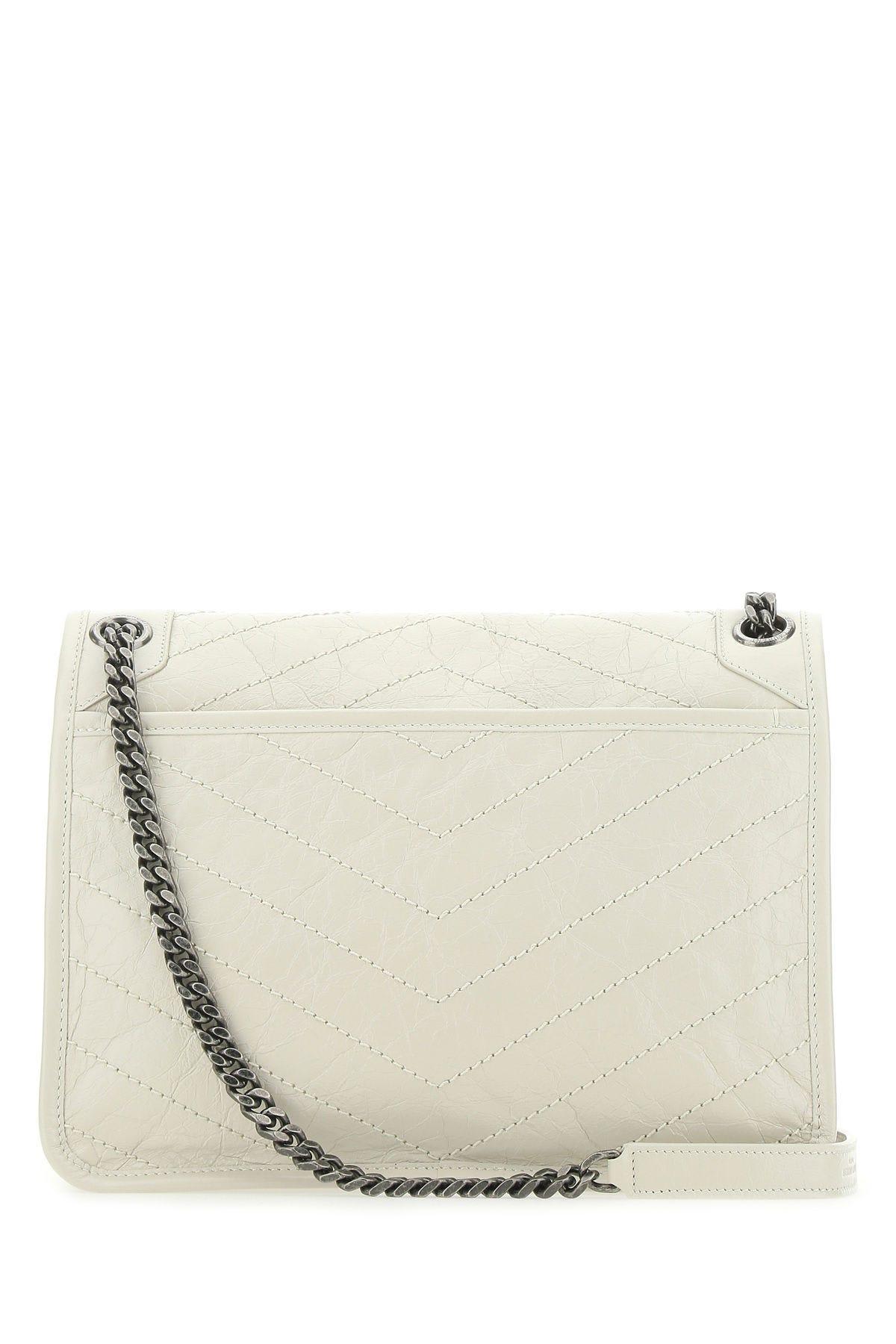 Saint Laurent Ivory Leather Medium Niki Shoulder Bag In White