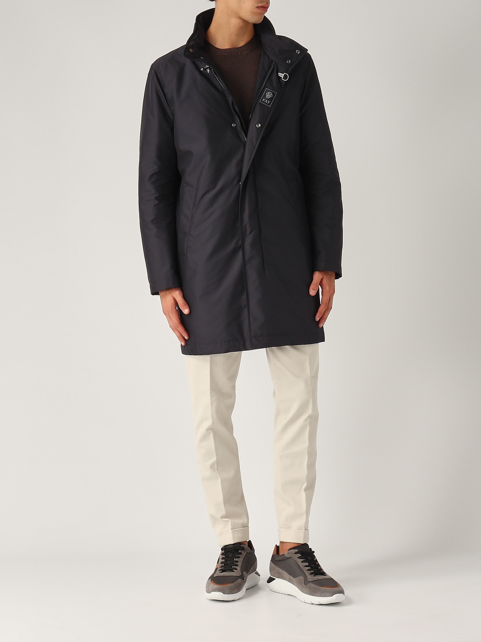 Shop Fay Impermeabile Collo In Piedi Raincoat In Navy