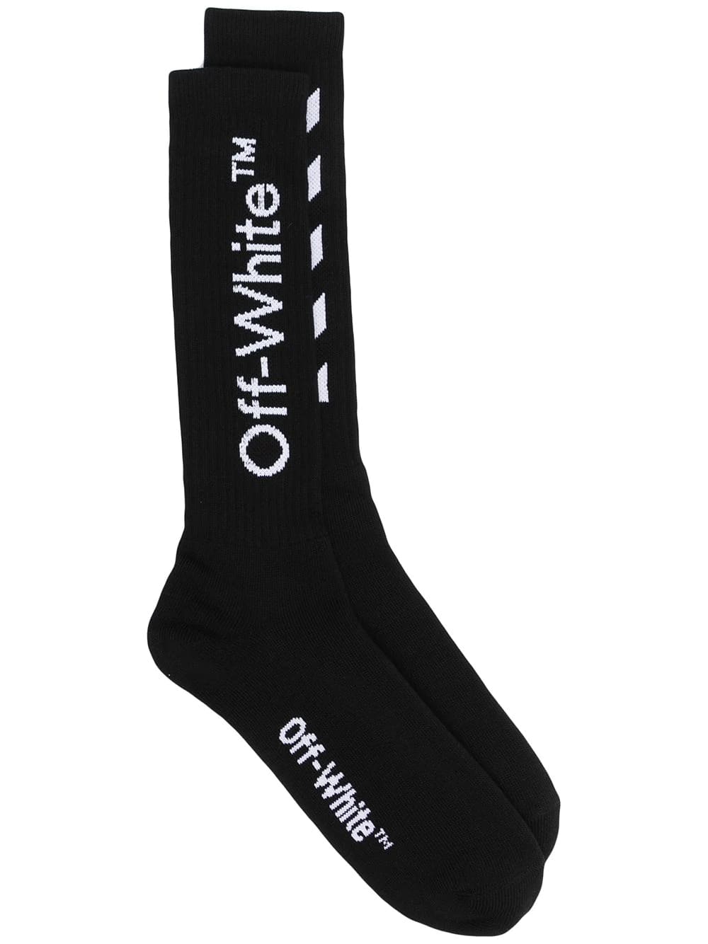 Off-white Man Black Logo And Diagonals Socks