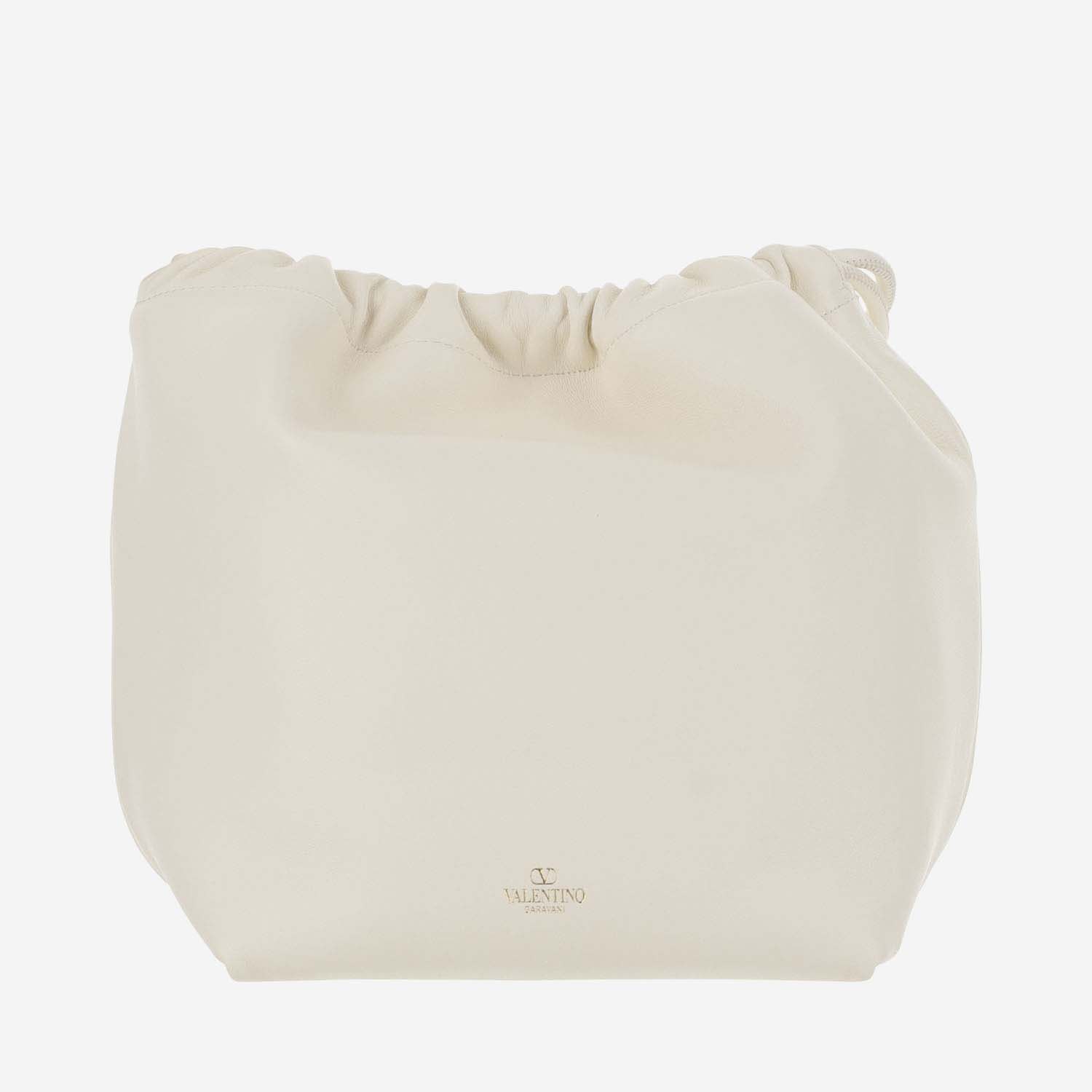Shop Valentino Vlogo Pouf Pouch Bag In Nappa Leather In White