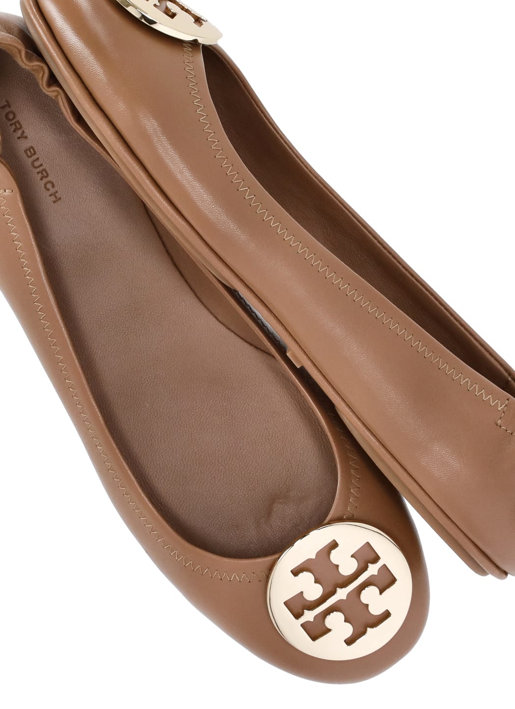 Shop Tory Burch Minnie Ballerina Shoes In Brown