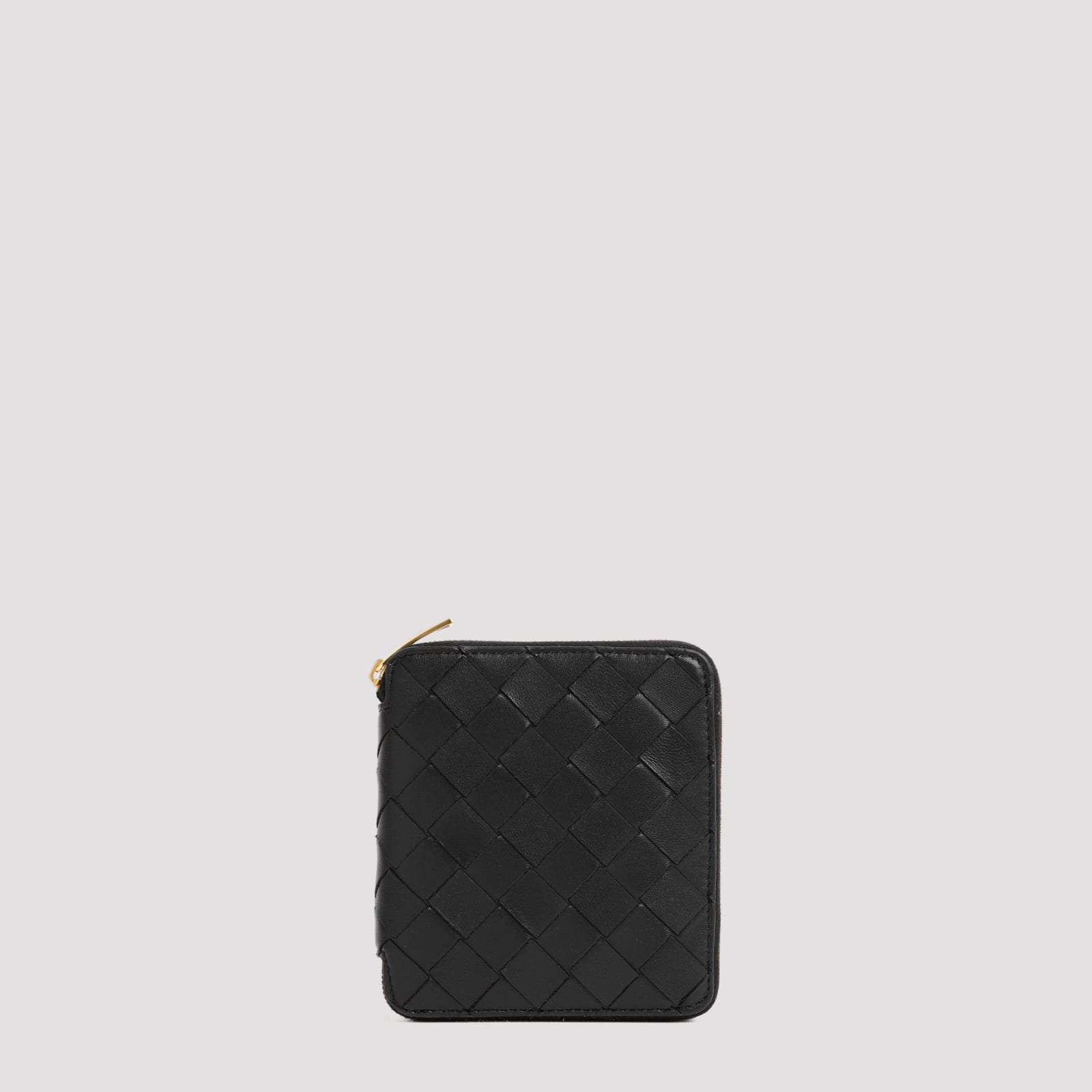 Shop Bottega Veneta Leather Wallet In Black Gold