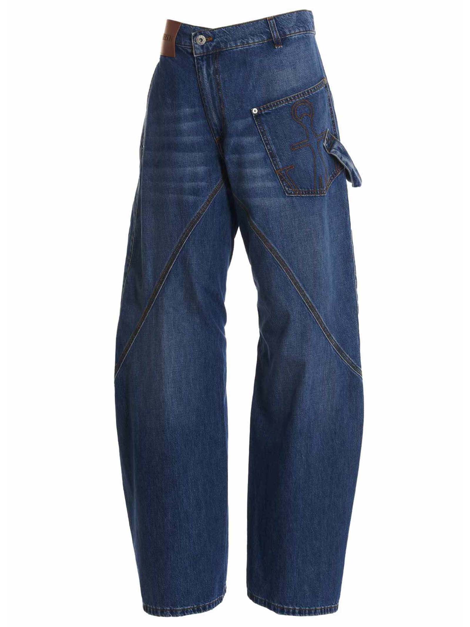 Jw Anderson Embroidered Logo Jeans In Blue