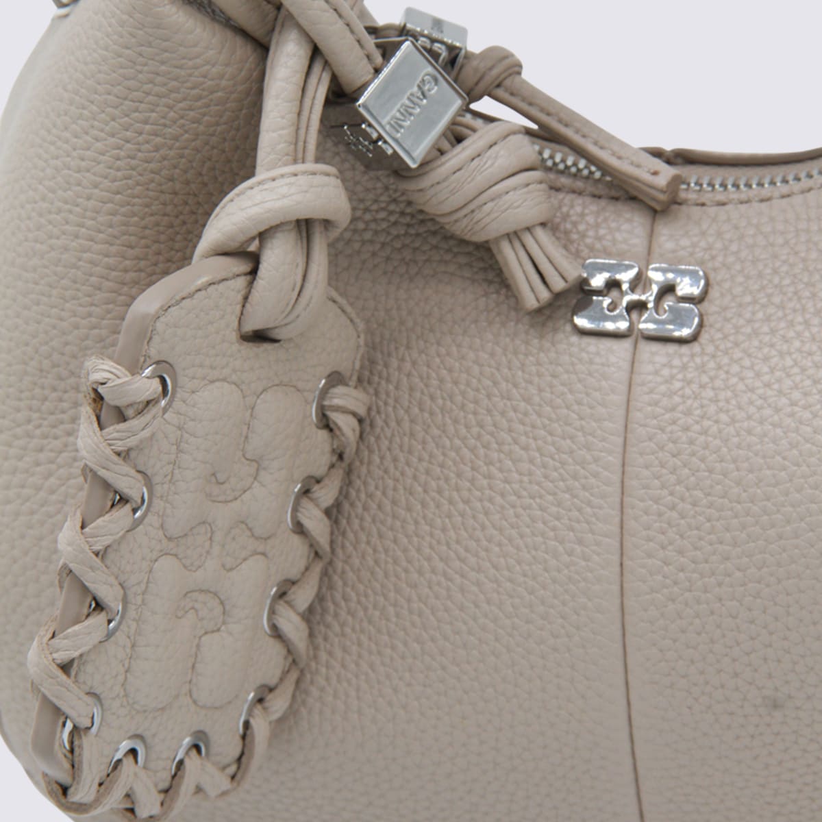 Ganni Women Pink Handbag With Removable Shoulder Strap And Pendant With Logo In Ecoleather Woman In White