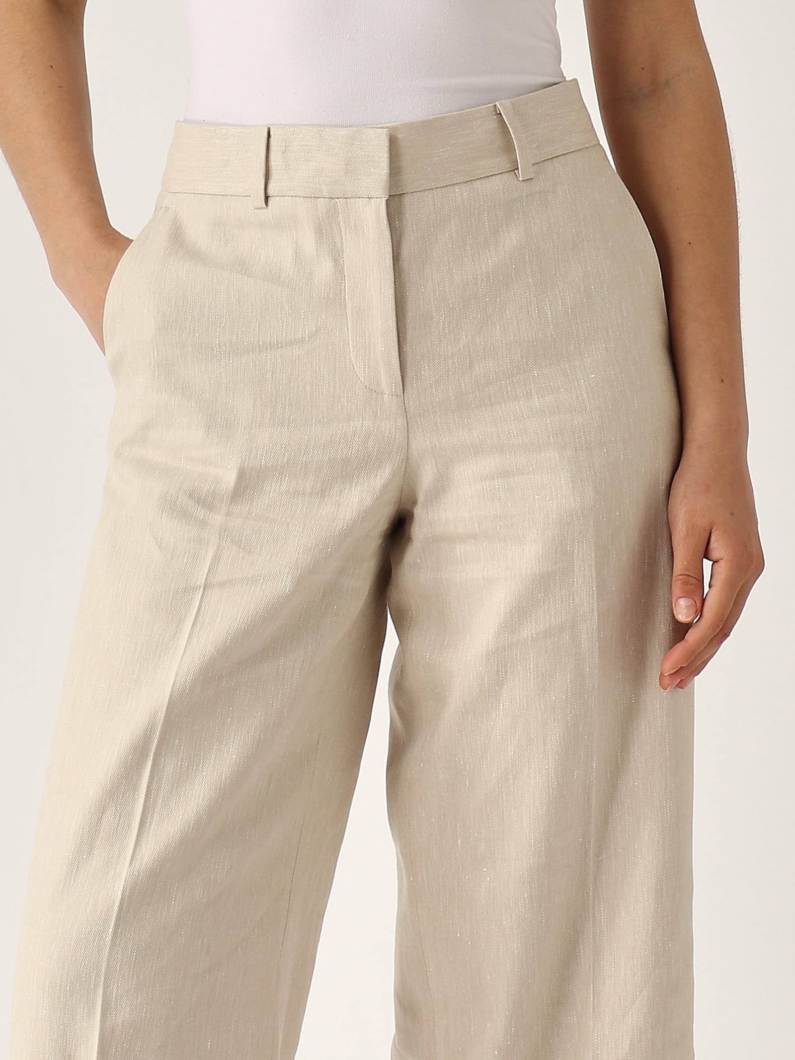 Michael Kors Wide Leg Pant Trousers In Ecru