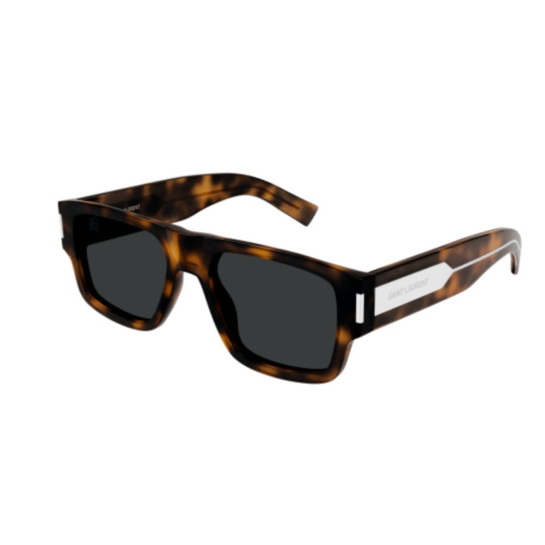 Saint Laurent Eyewear Square Frame Sunglasses In 002 Havana Crystal Black