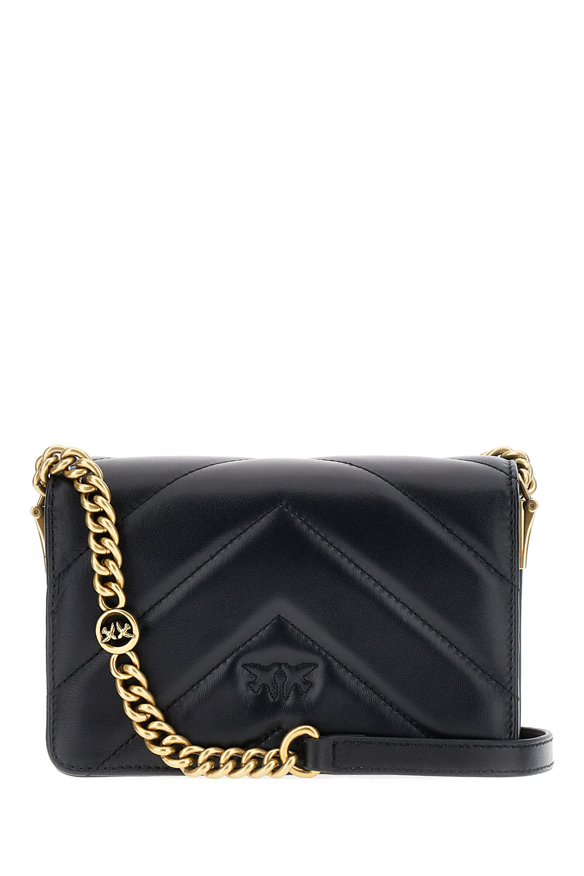 Shop Pinko Black Nappa Leather Mini Classic Love Crossbody Bag In Z99q