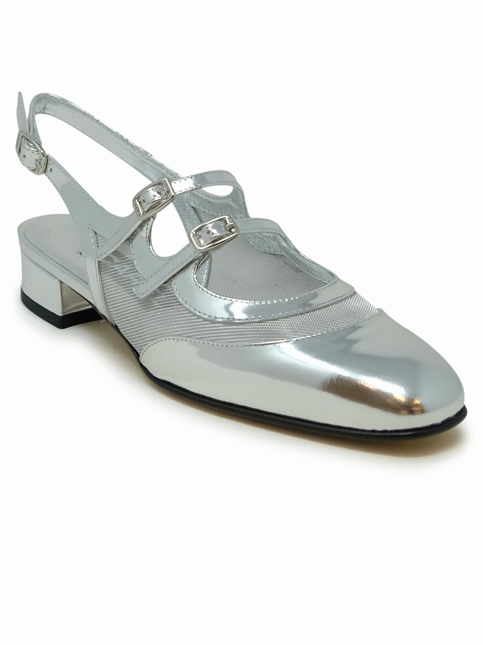 Shop Carel Paris Silver Leather Ballet Pumps