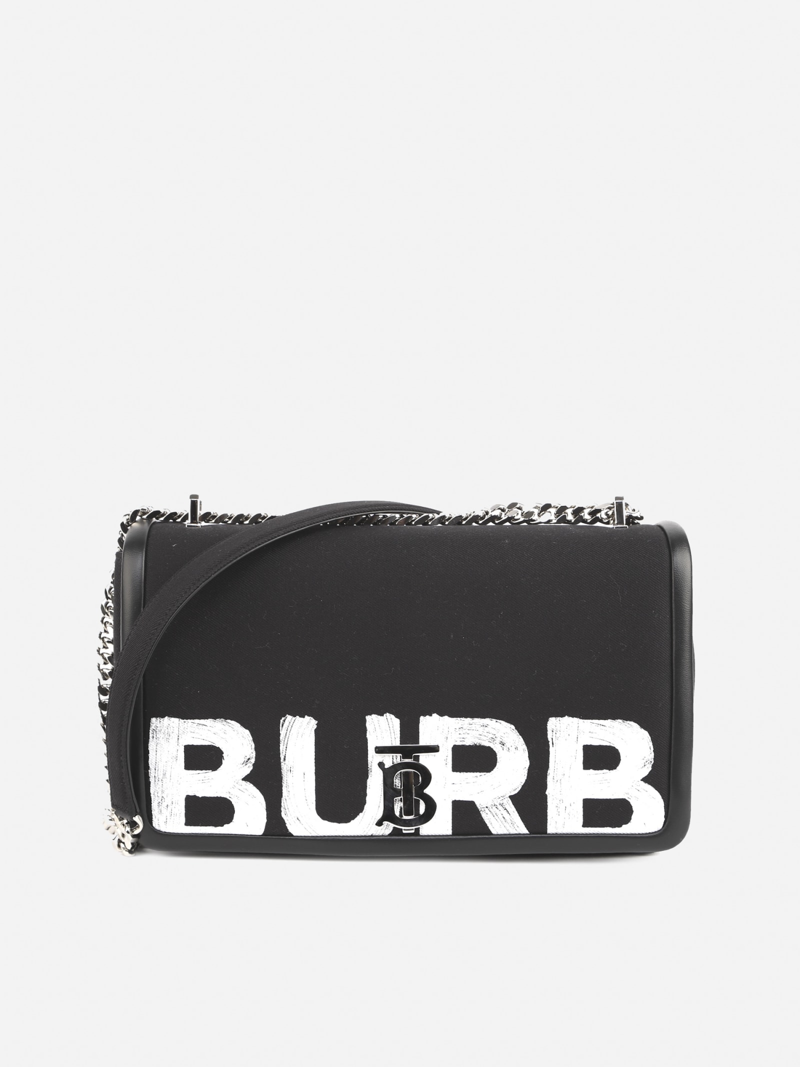 Burberry Medium Lola Bag In Cotton With Contrasting Logo