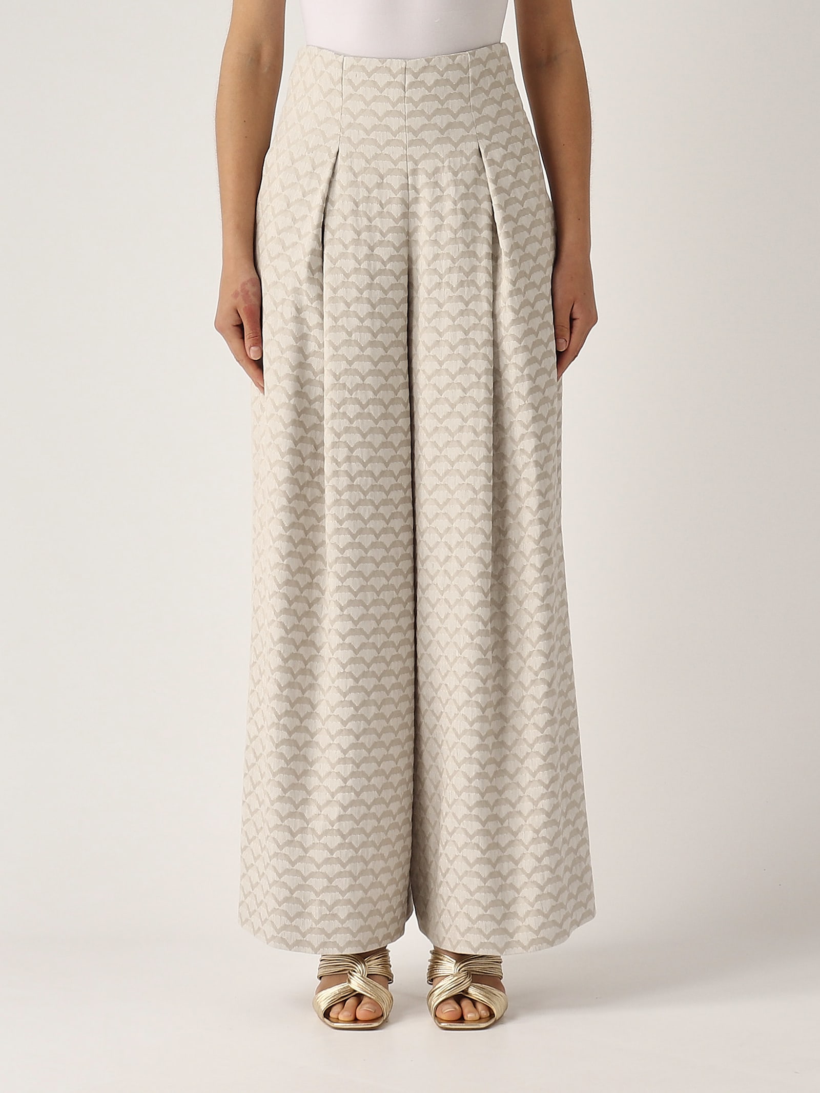 Emporio Armani Viscose Trousers In Nude