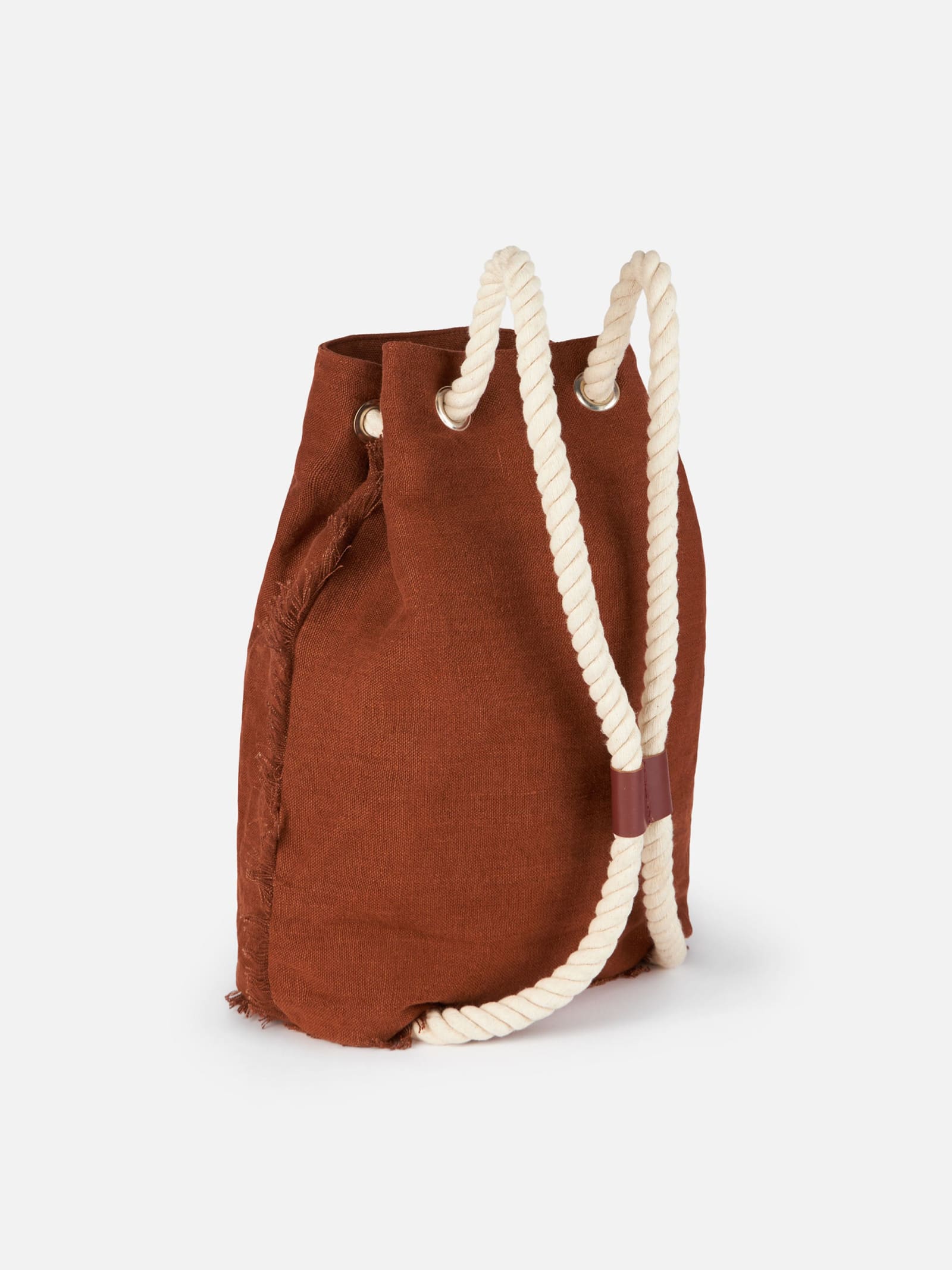 Mc2 Saint Barth Brown Boat Linen Backpack In Brown