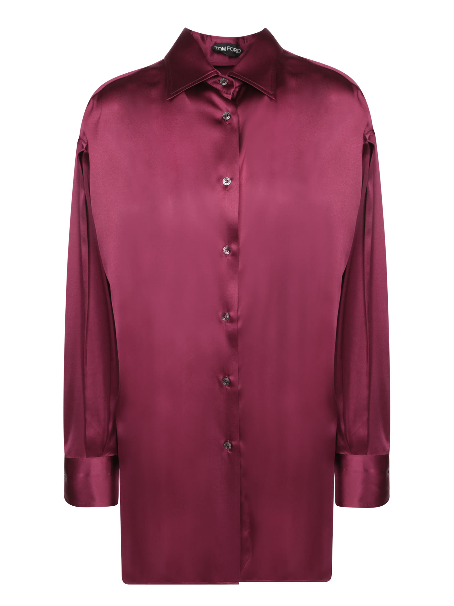 Tom Ford Camicia In Raso Di Seta Stretch Dal Taglio Rilassato In Burgundy