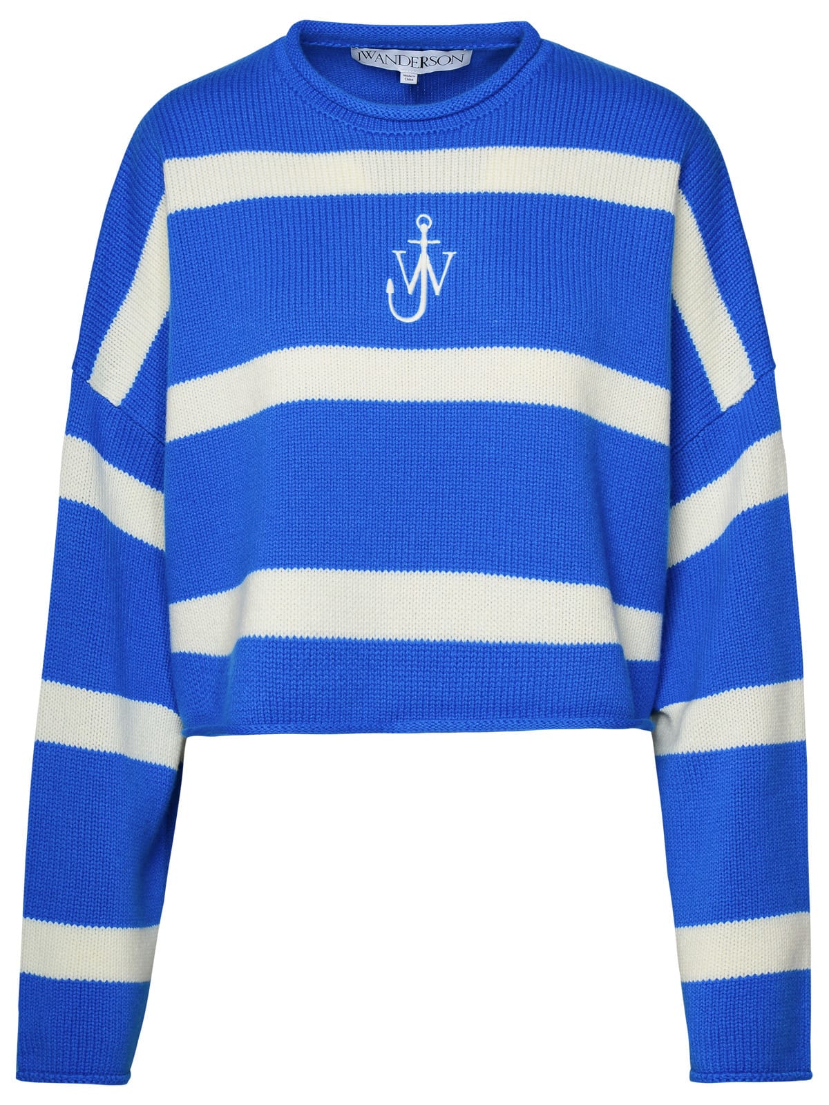 Shop Jw Anderson Two-tone Wool Blend Sweater In Blue