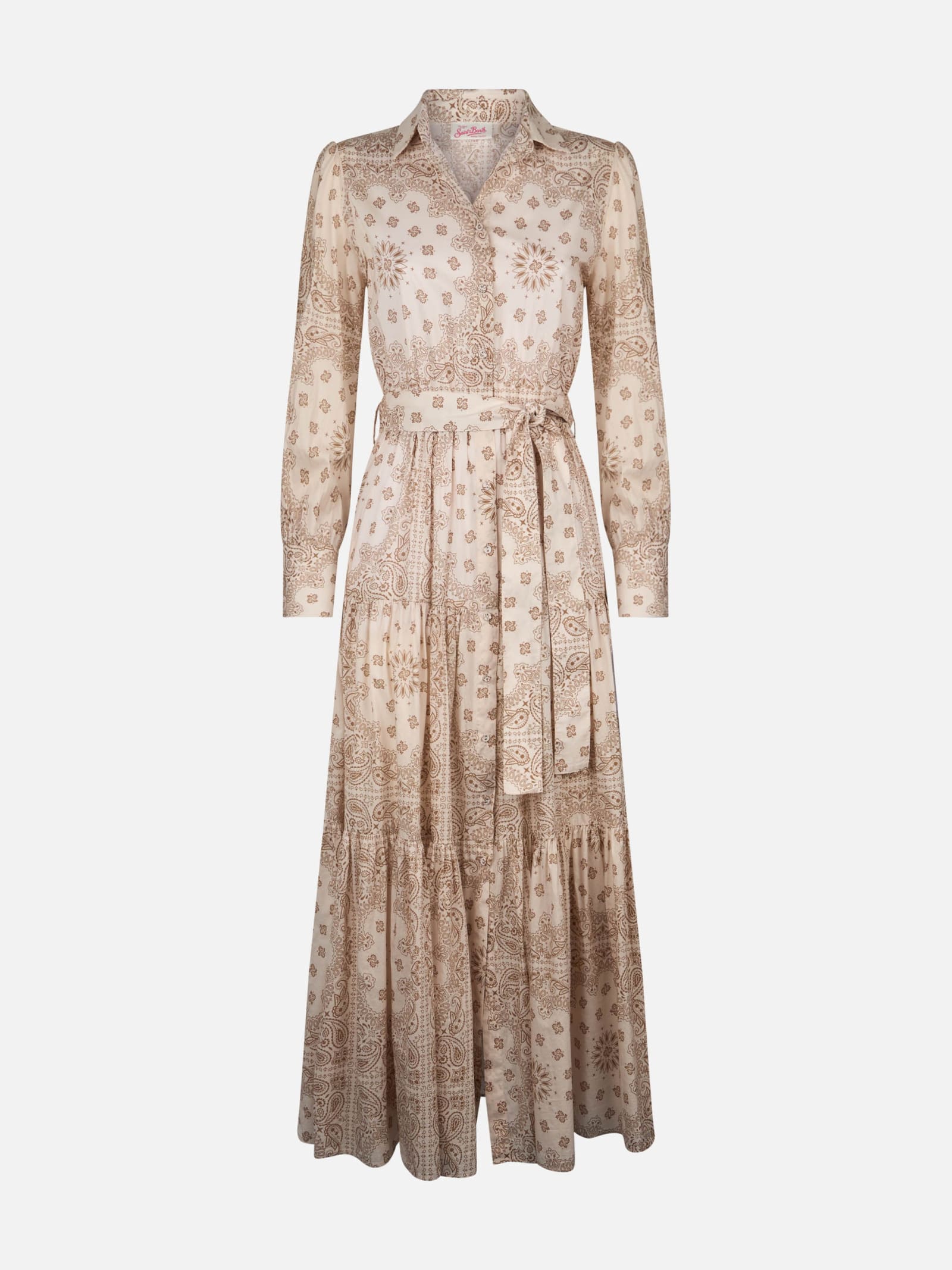 Mc2 Saint Barth Woman Beige Bandanna Cotton Dress Jensen In White