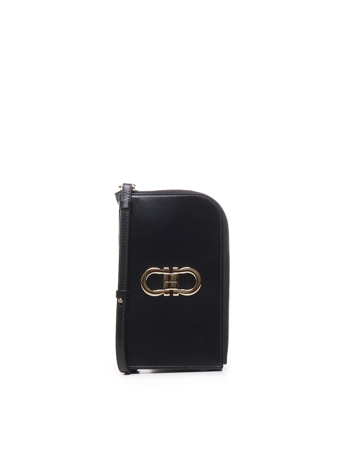 Shop Ferragamo Small Gancini Pouch In Black