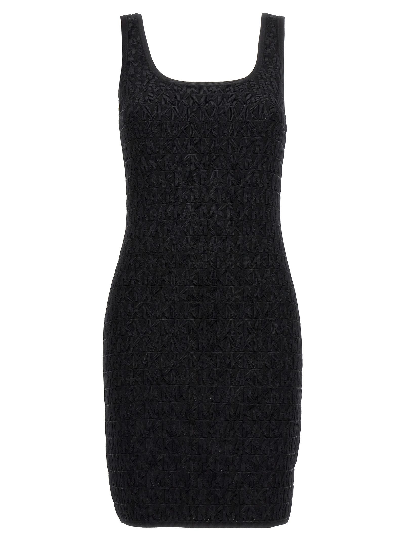 Shop Michael Kors Jacquard Logo Dress In Black