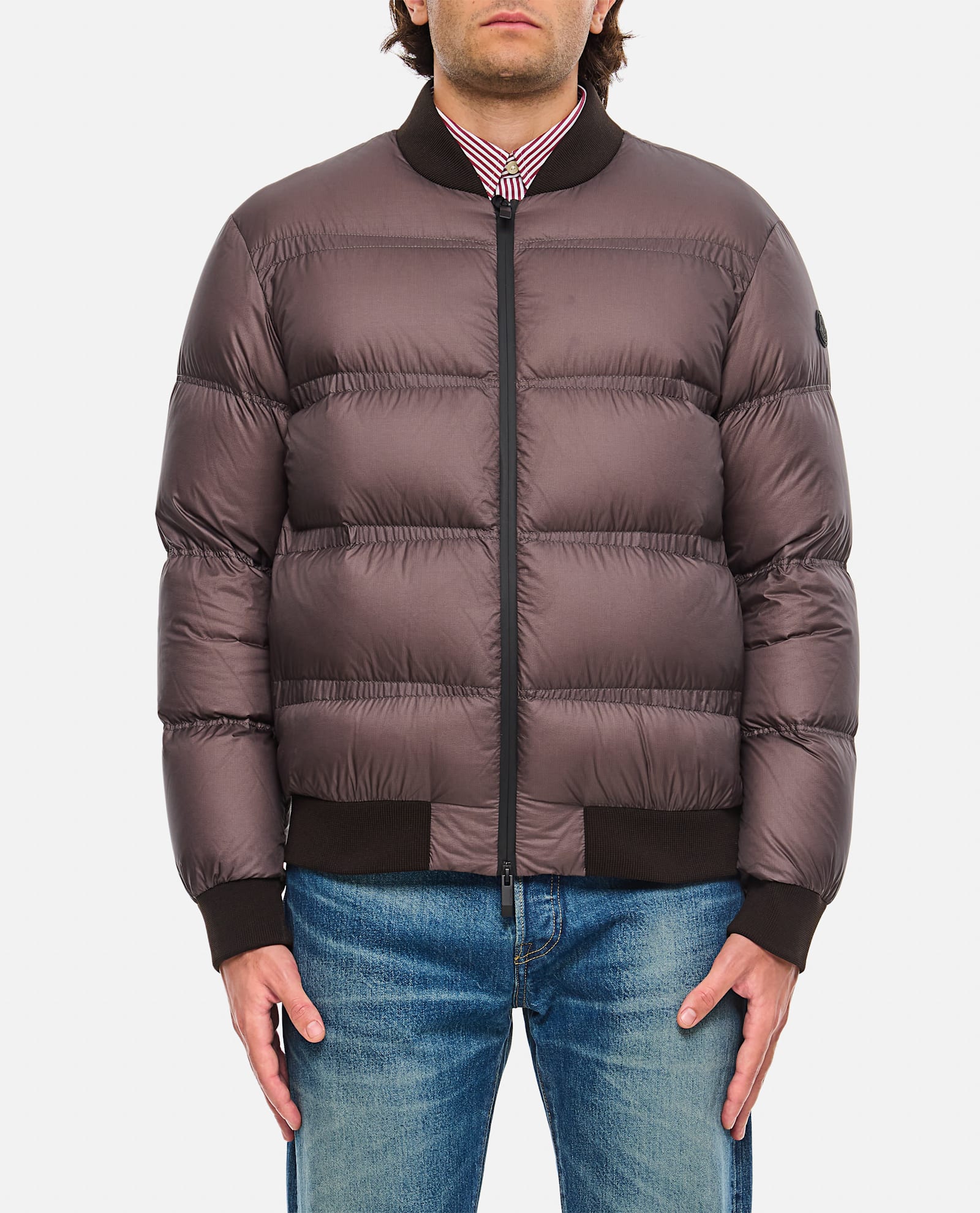 Shop Moncler Vioz Bomber In Brown