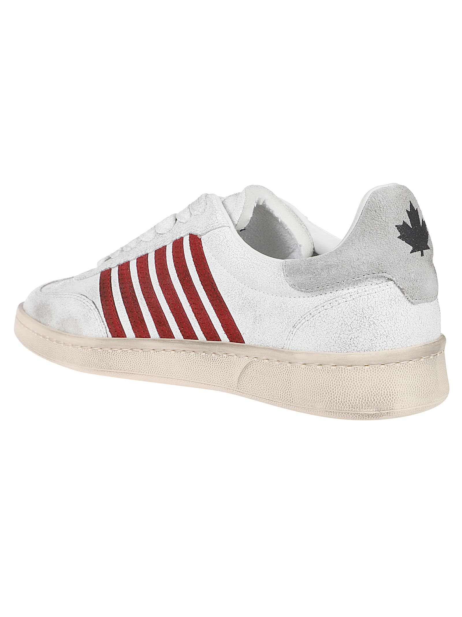 Shop Dsquared2 Boxer Lace-up Low Top Sneakers In Bianco/bordeaux/grigio