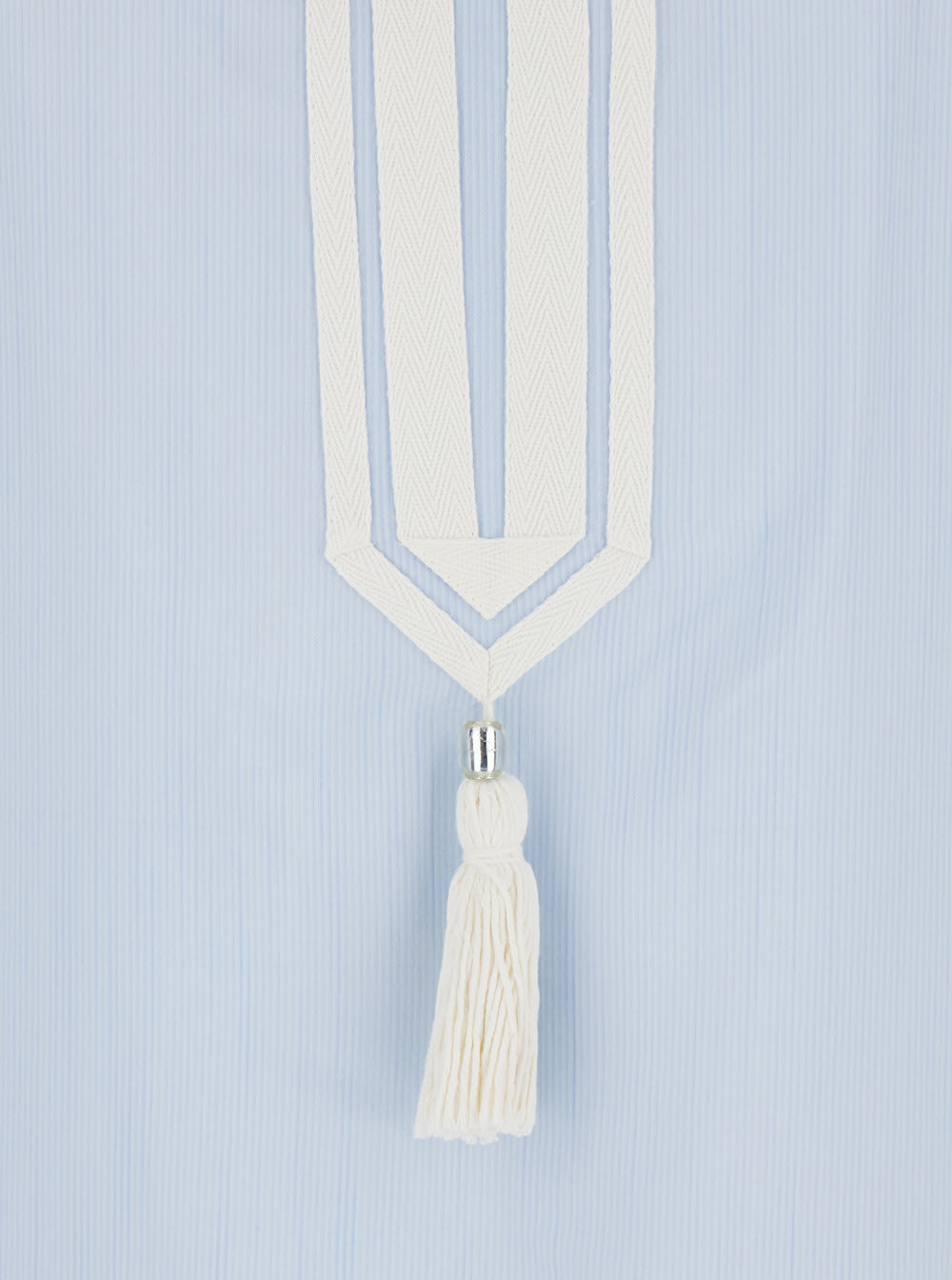 Tory Burch Light Blue Kaftan With V-neck And Pendant On The Front In Silk And Viscose Blend Woman In Blu
