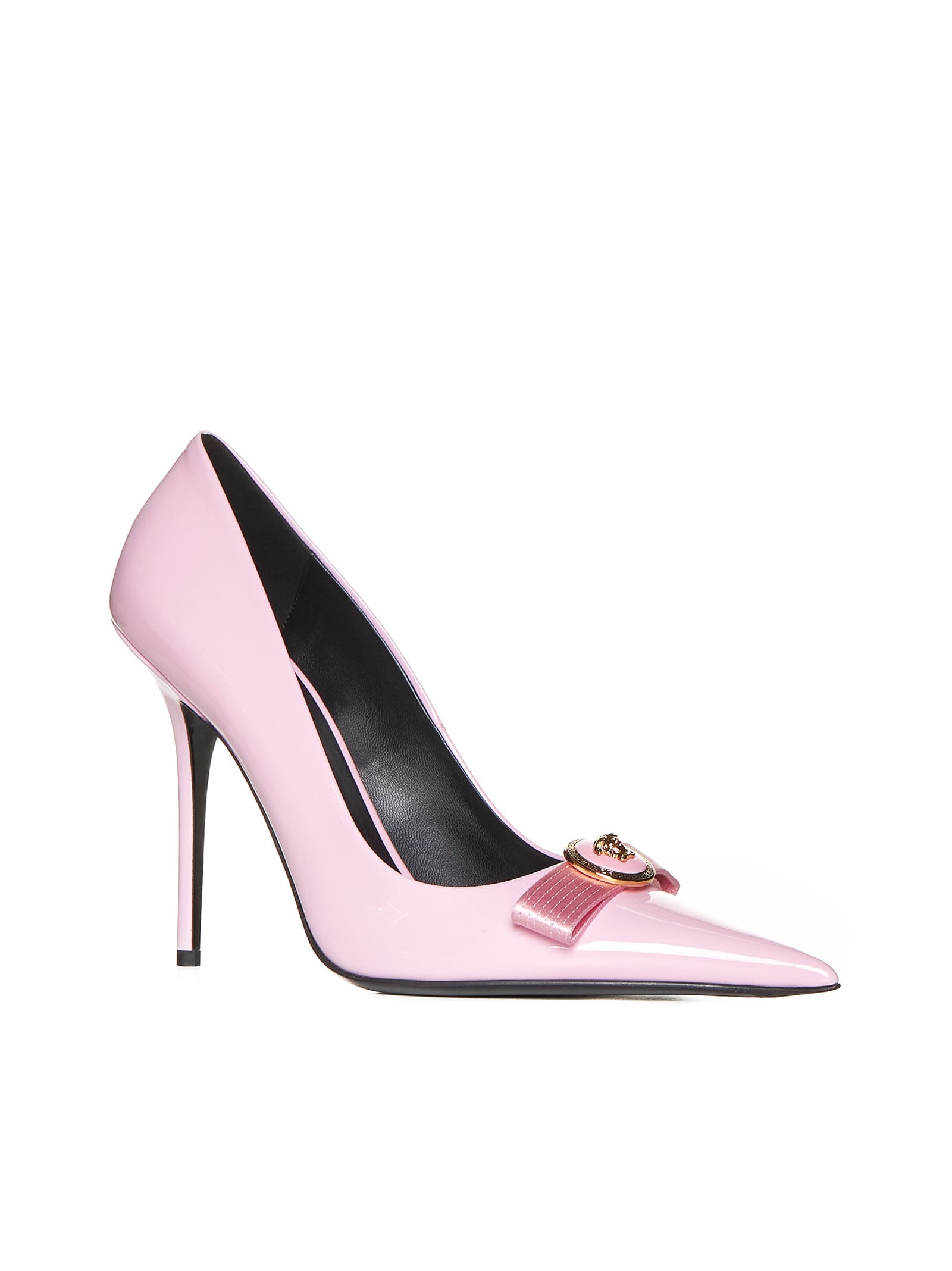 Shop Versace High-heeled Shoe In Pale Pink  Gold