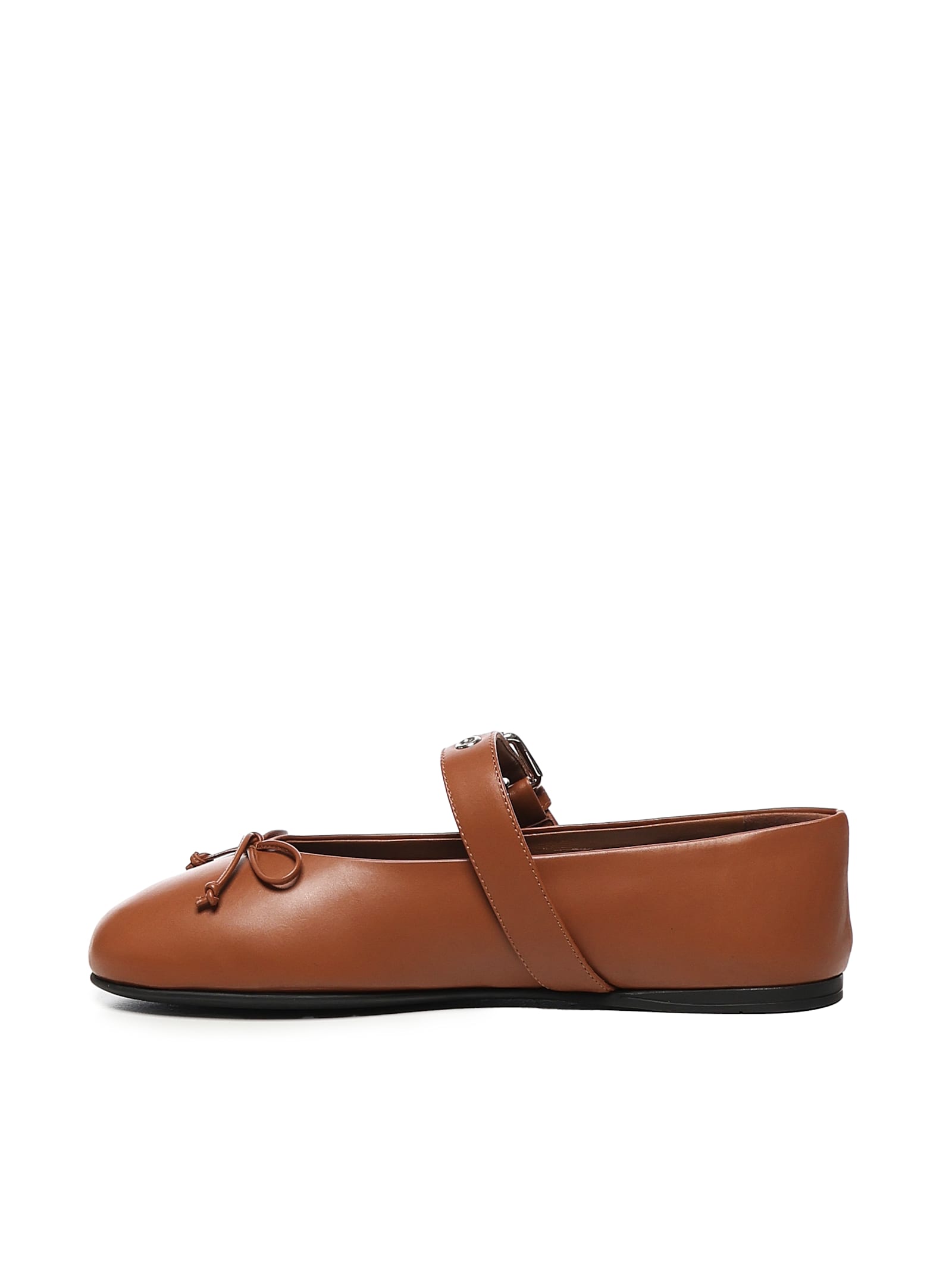 Miu Miu Leather Ballet Flats In Brown