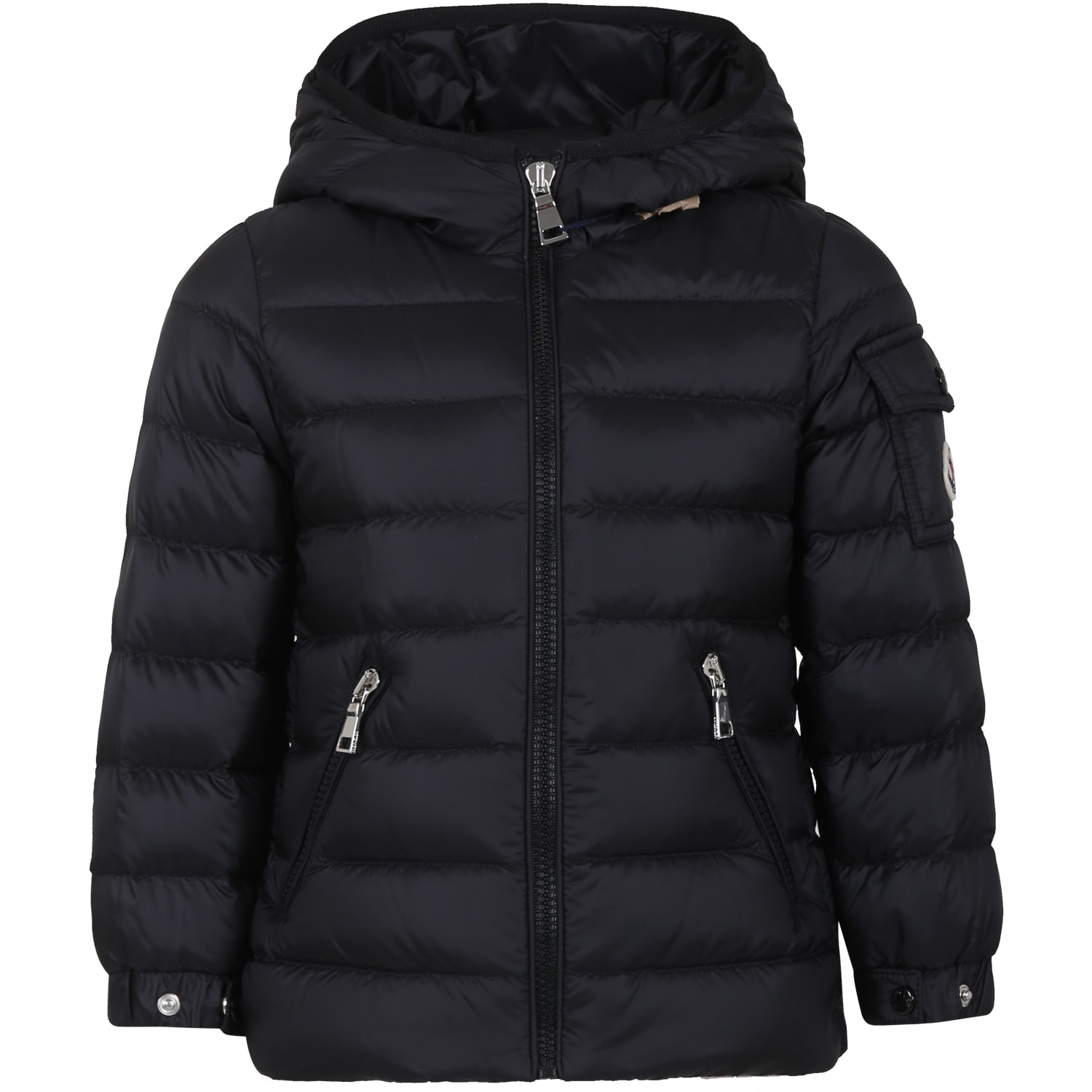 Moncler Kids' Down Jacket With Hood For Girl In Blue