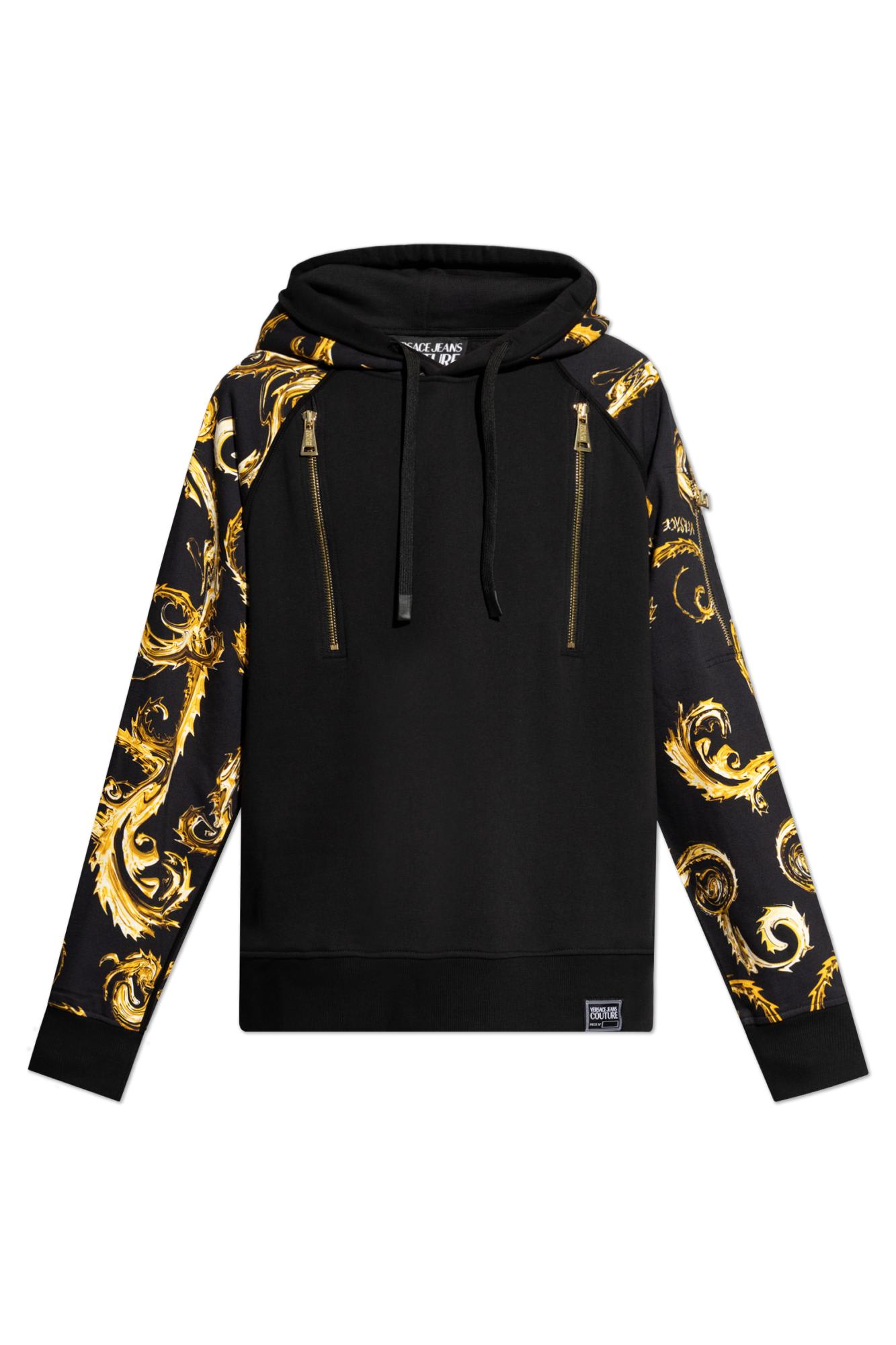 Shop Versace Jeans Couture Hooded Sweatshirt In Black